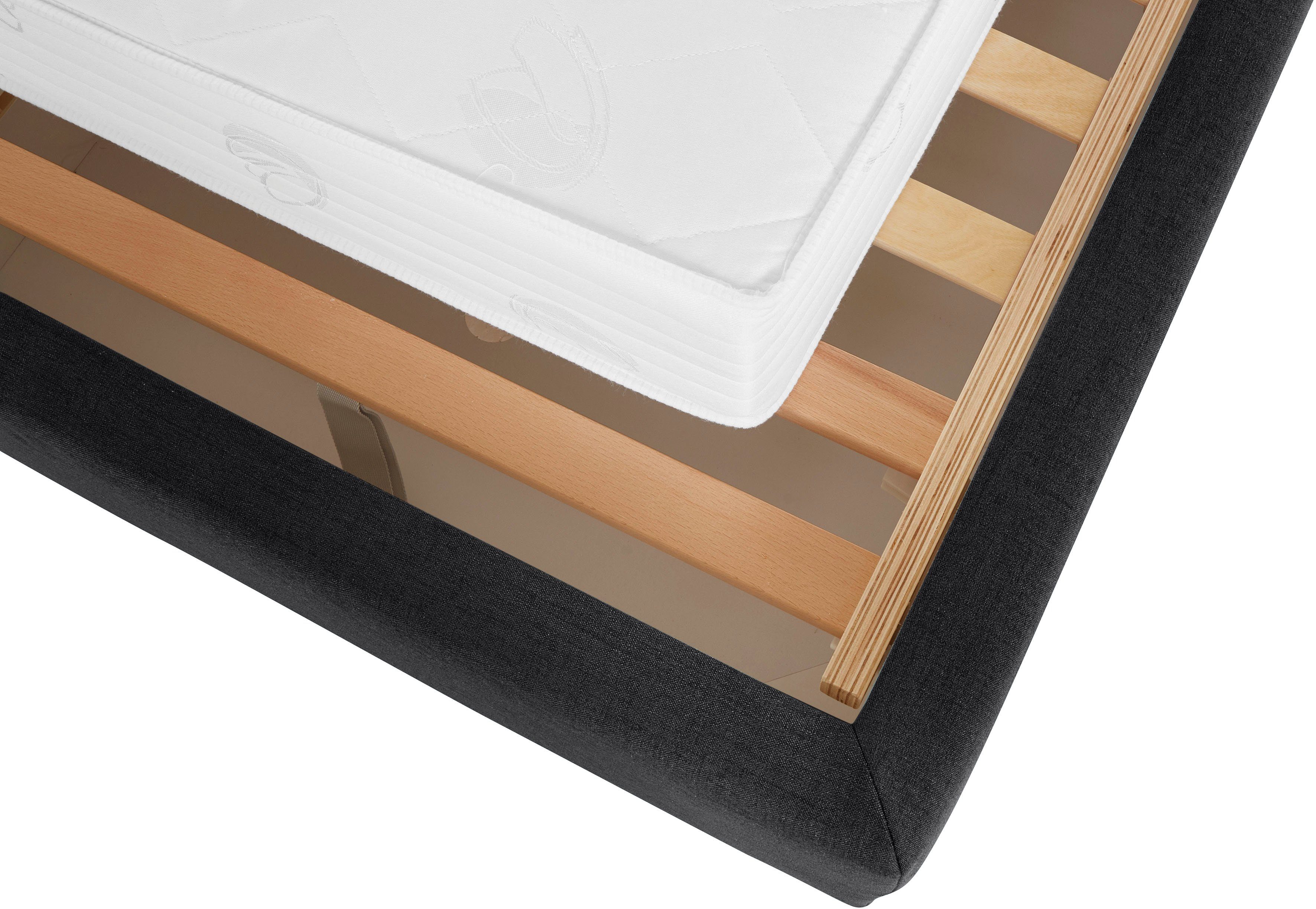 Home affaire Gestoffeerd bed Sunley 140 Kruisstiksel, hoofdbordhoogte 142 cm, zonder of met matras/lattenbodem