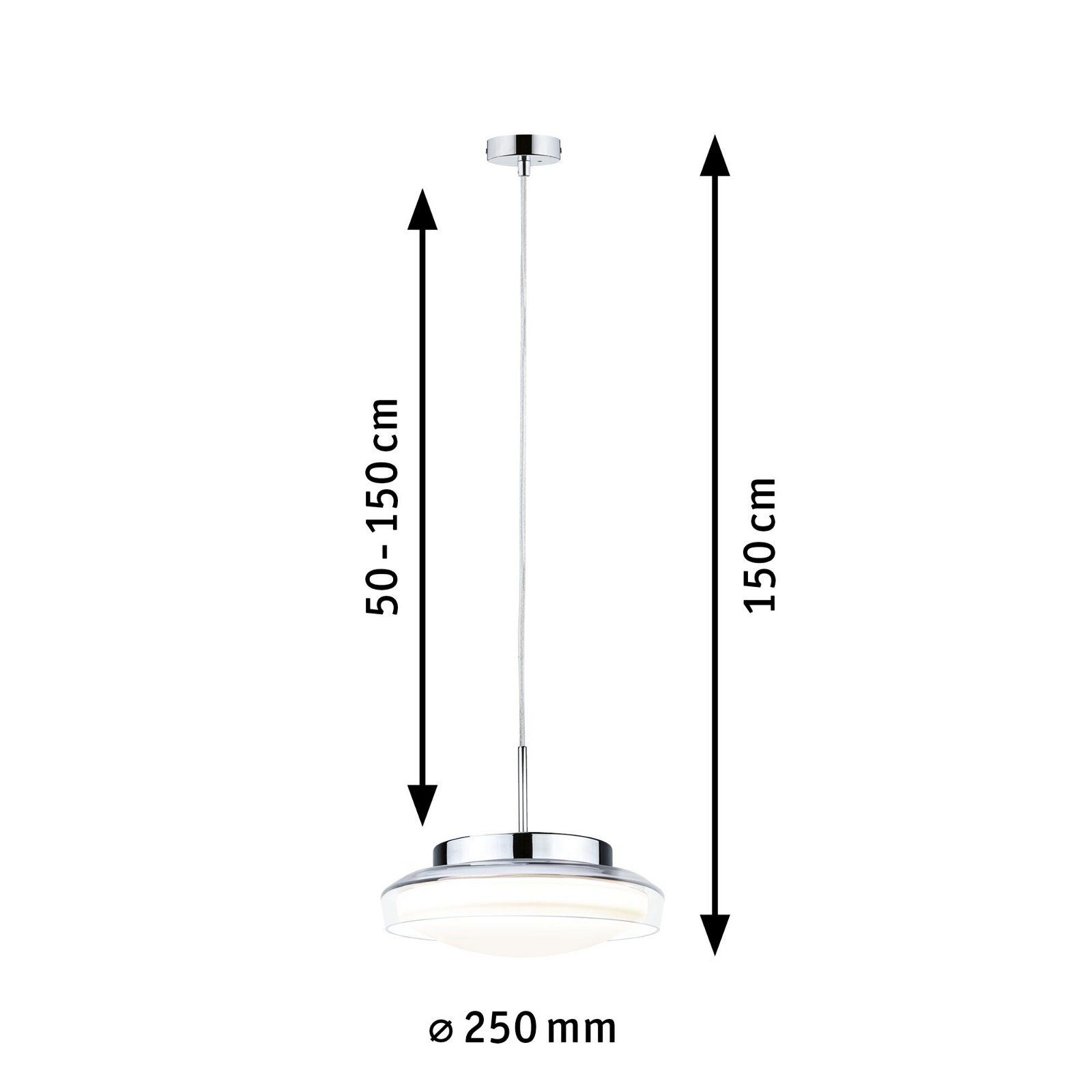Paulmann Led-hanglamp Selection Bathroom Luena IP44 11,5W 3000K Chroom 230V Glas/Metaal