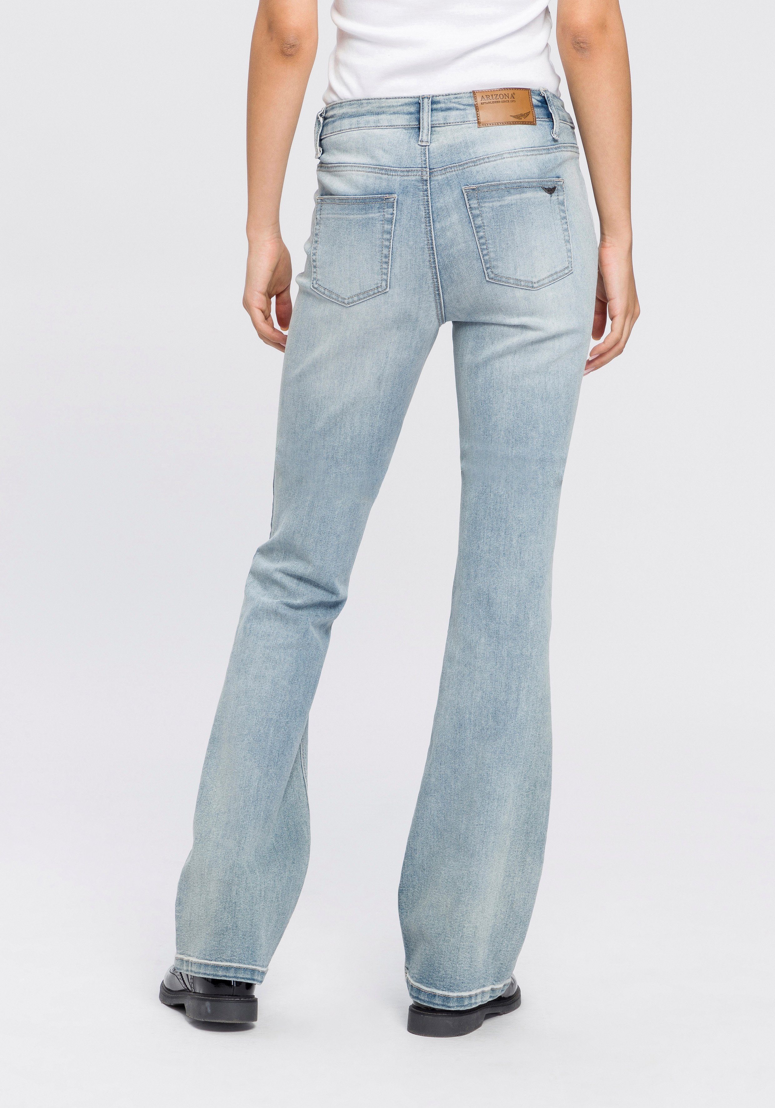 Arizona Bootcut jeans Shaping elastische pasvorm, bootcut-pasvorm, used-wassing, hoge taille