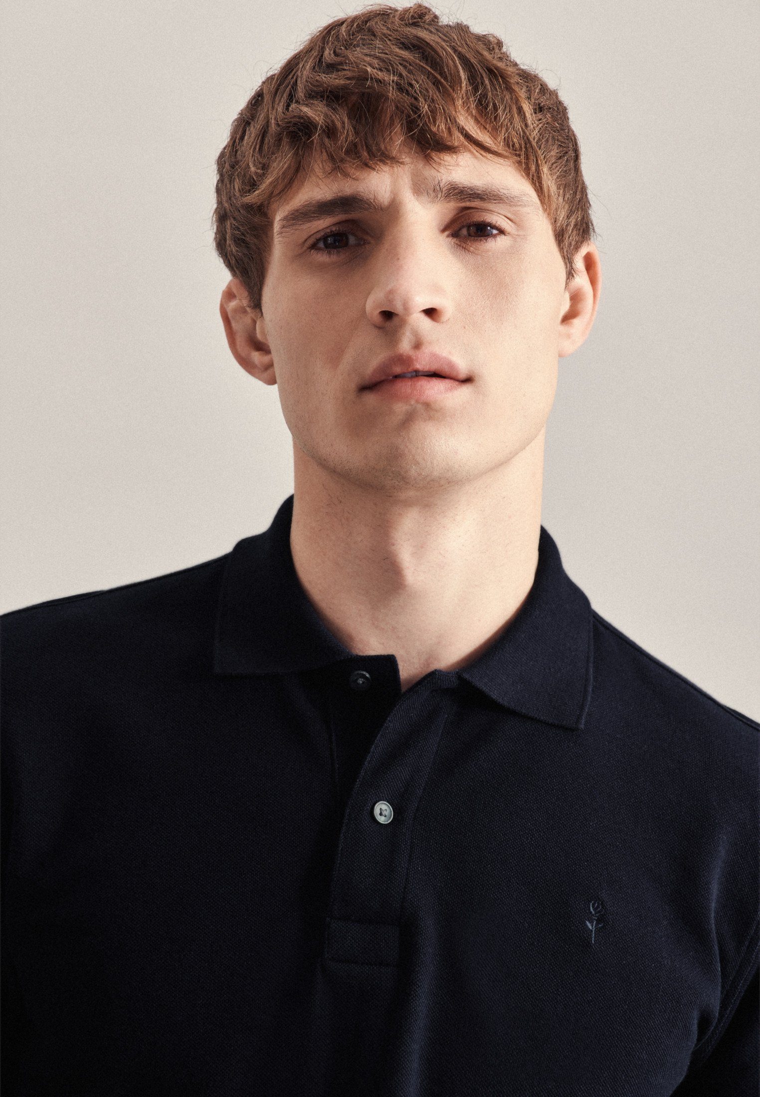 seidensticker Poloshirt Regular Lange mouwen kraag uni
