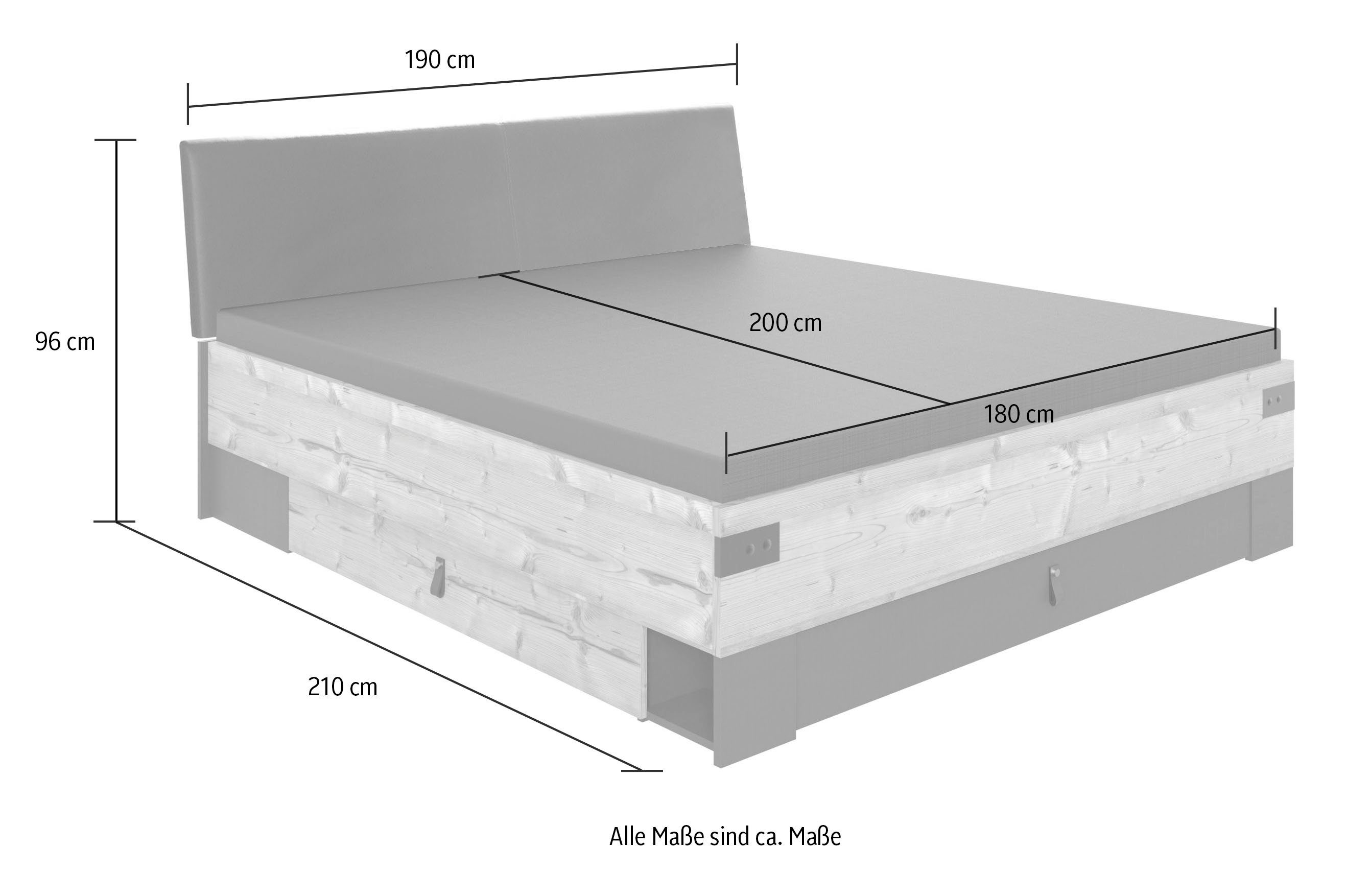 Wimex Slaapkamerserie Stockholm, rustieke look in industrieel ontwerp 6-delig, kledingkast met spiegel, bed inclusief lades (set)