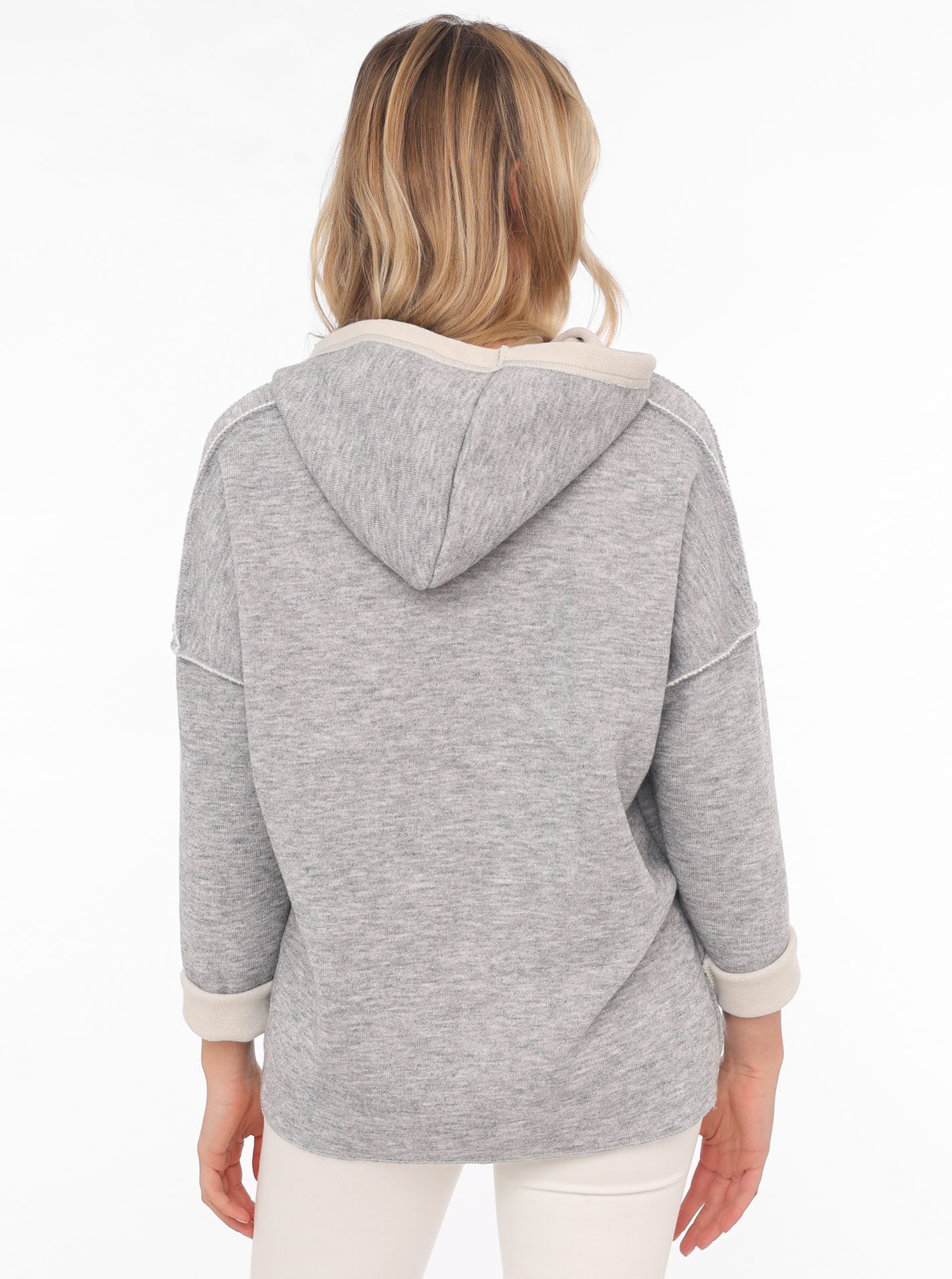 Zwillingsherz Hoodie Positive Mind met capuchon, 3/4 mouw en stempeldruk