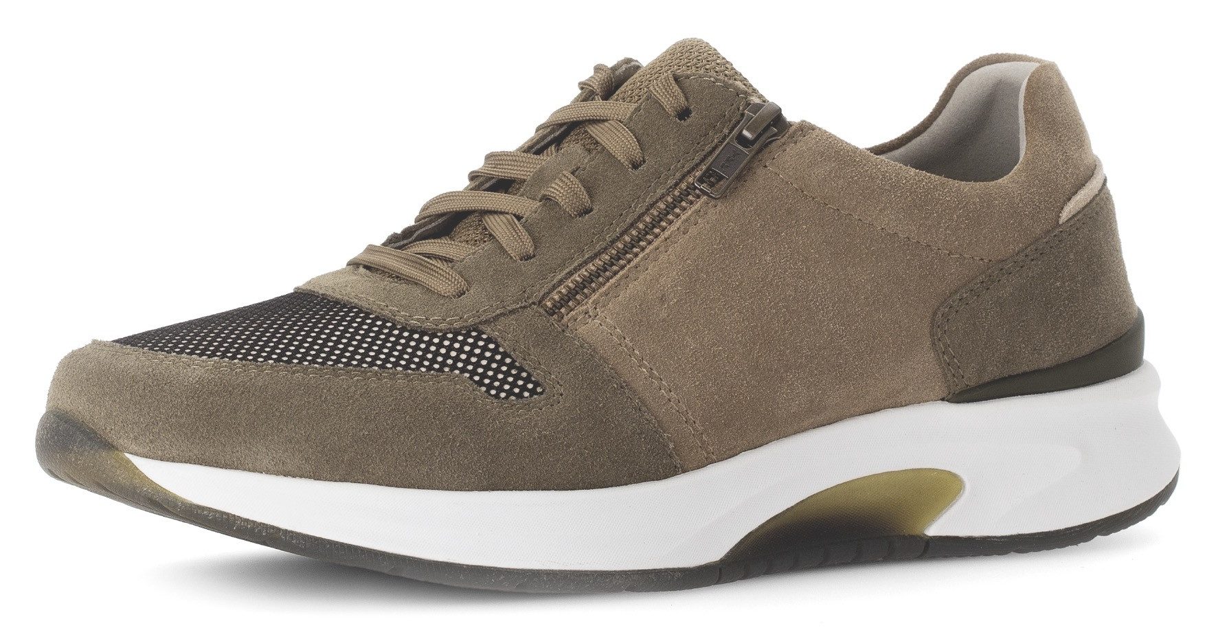Gabor Rollingsoft Sneakers met sleehak , vrijetijdsschoen, lage schoen, veterschoen met buitenrits, g-breedte heren lage sneakers maat 10 (44,5) grijs