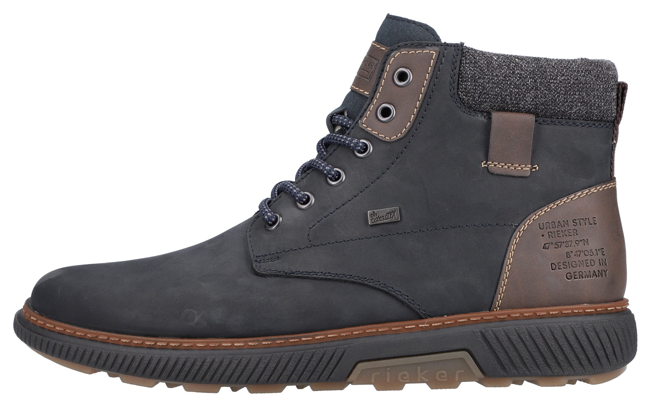 Rieker Winterlaarzen high top sneaker, veterschoen met tex-membraan, smalle vorm