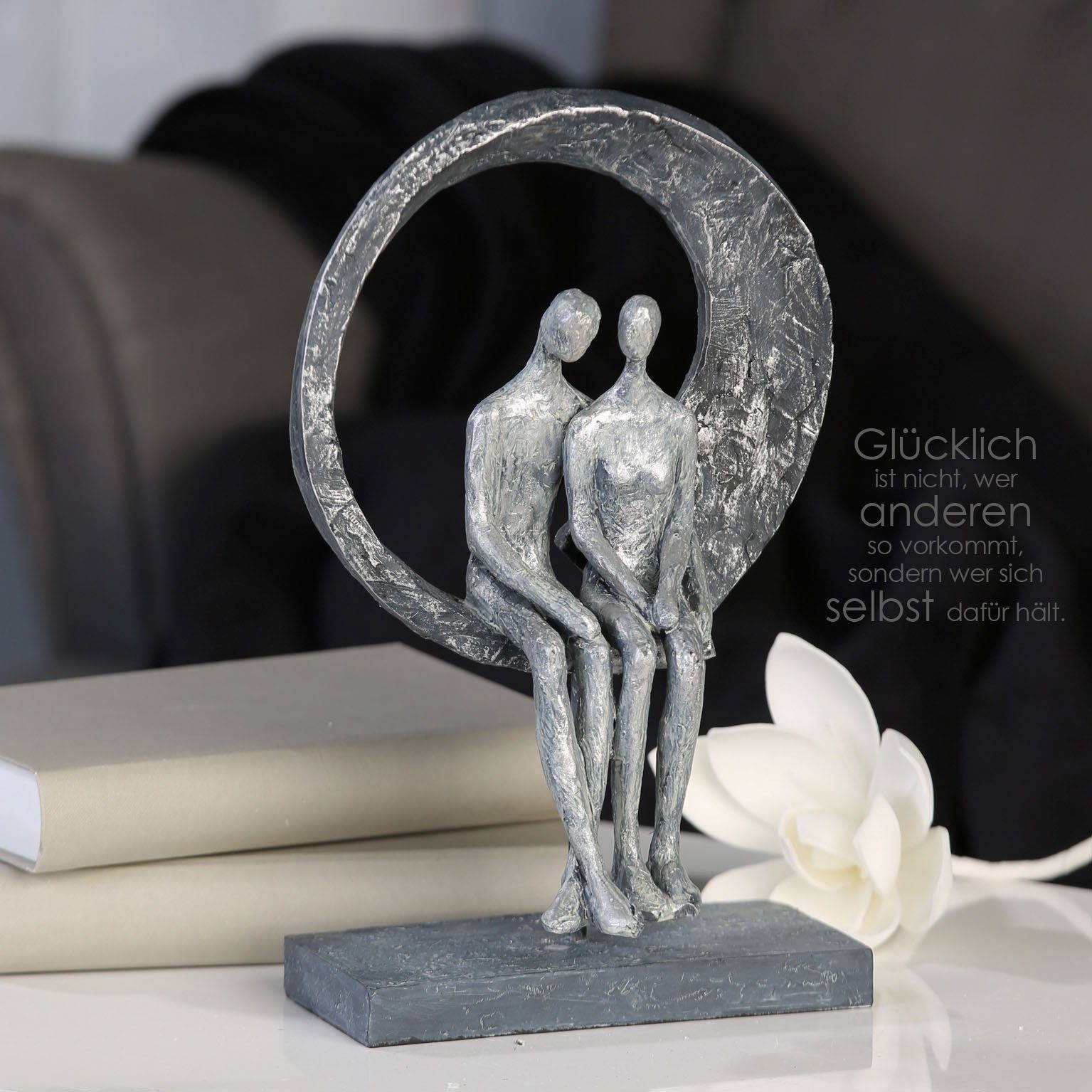 Casablanca by Gilde Decoratief figuur Sculptuur Love Place, zilverkleur (1 stuk)