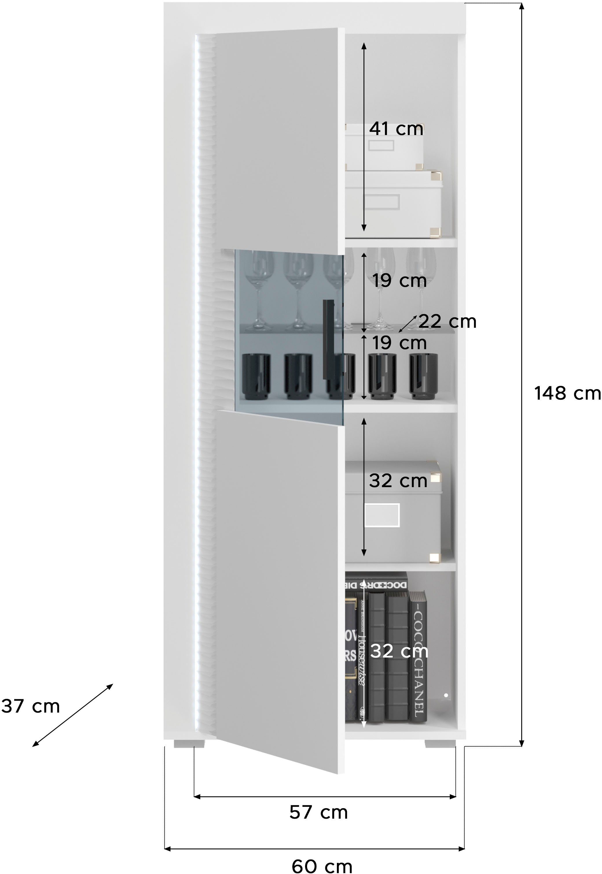 INOSIGN Wandmeubel Viborg, 4-delig Set, inclusief verticale frontverlichting, bestaande uit: (4-delig)