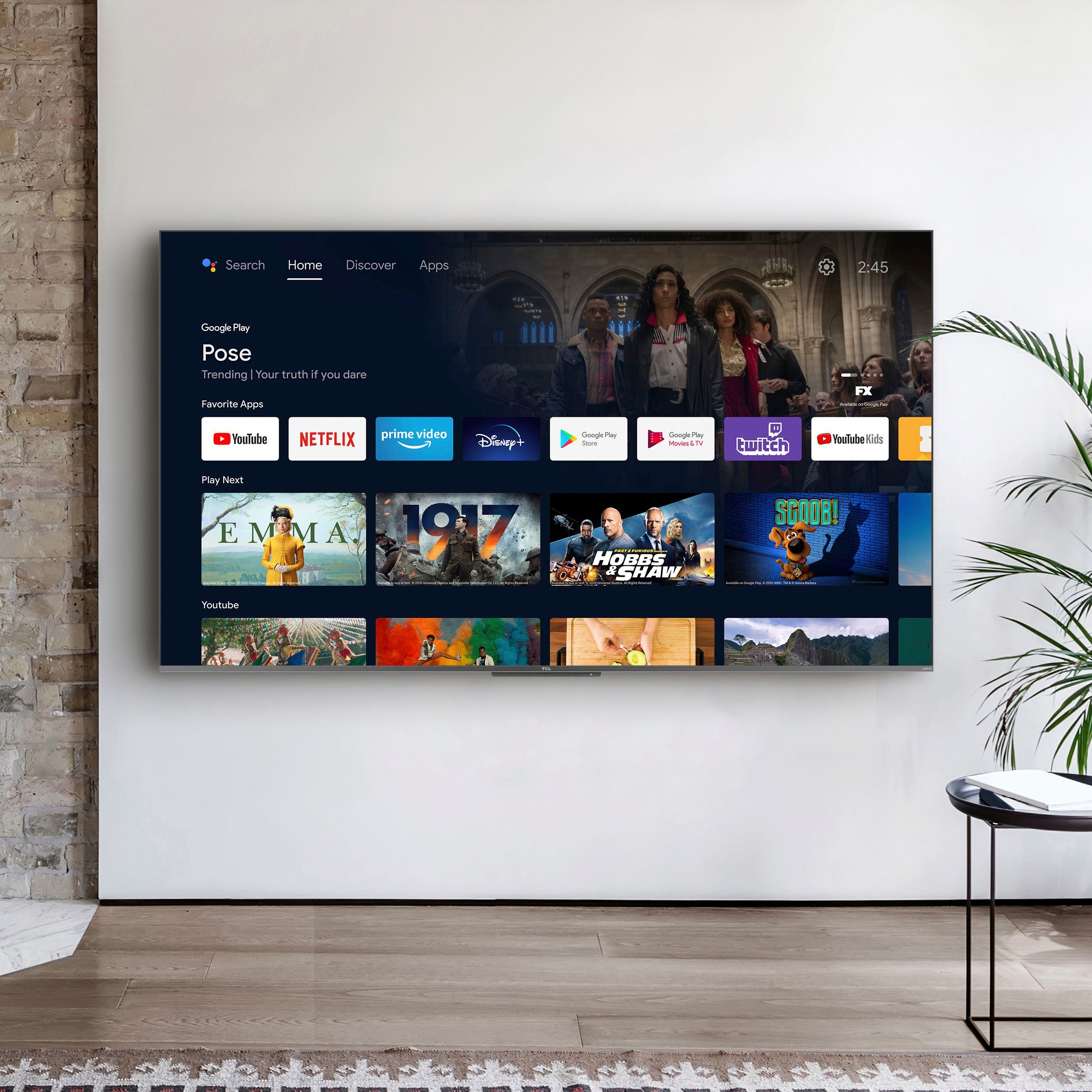 TCL QLED-TV 65C728X1, 164 cm / 65", 4K Ultra HD, Smart TV - Android TV, Android 11, Onkyo-geluidssysteem, gaming tv