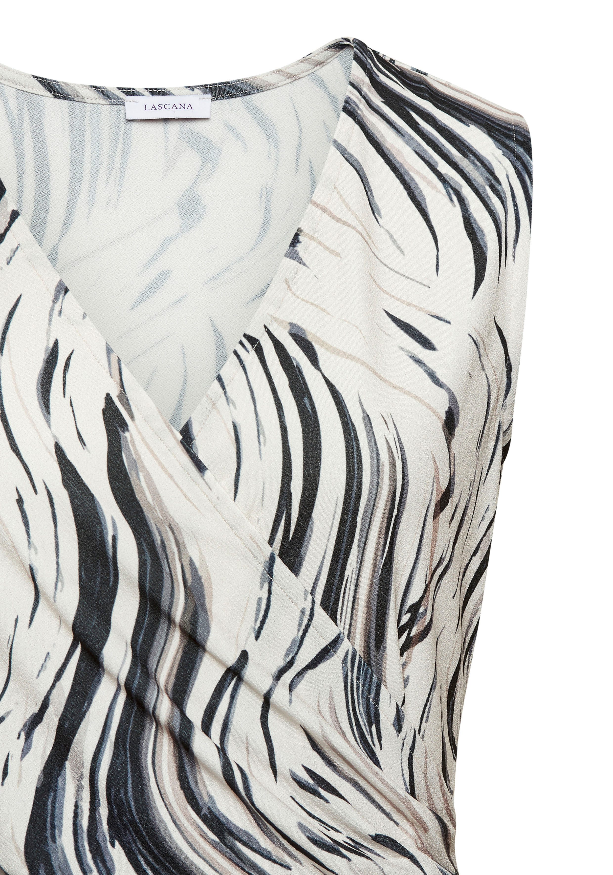 Lascana Tanktop in wikkel-look, blousetop met alloverprint en zijraffing
