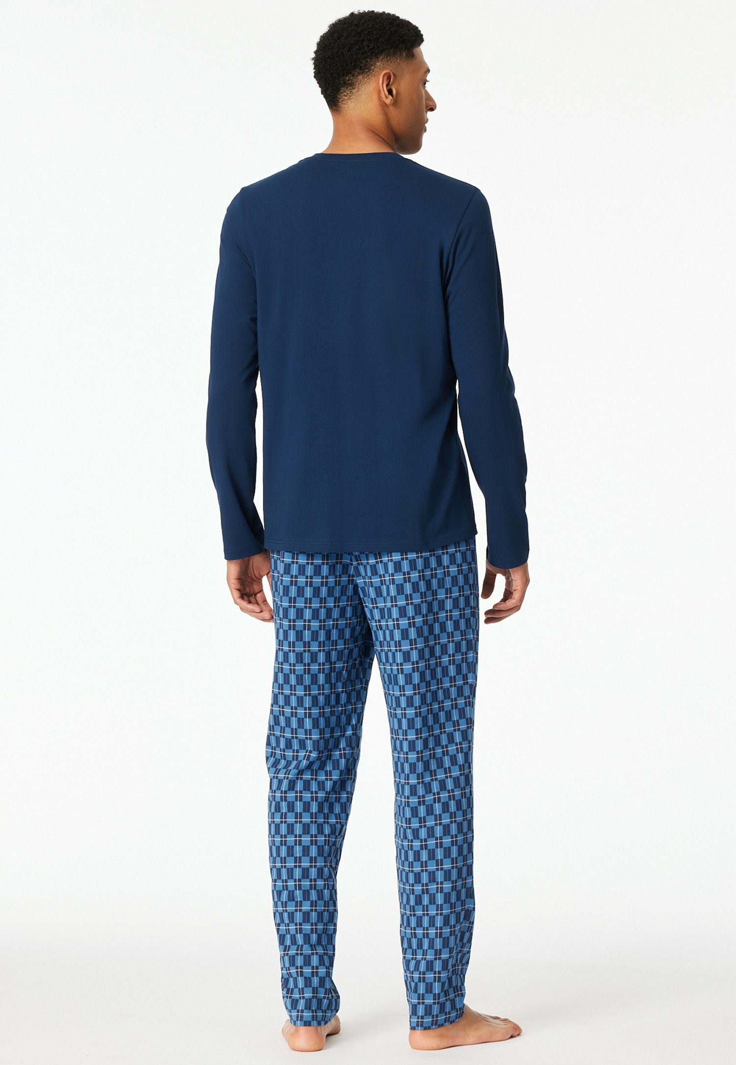 Schiesser Pyjama Casual Essentials met effen langarmshirt met ronde hals (2-delig)