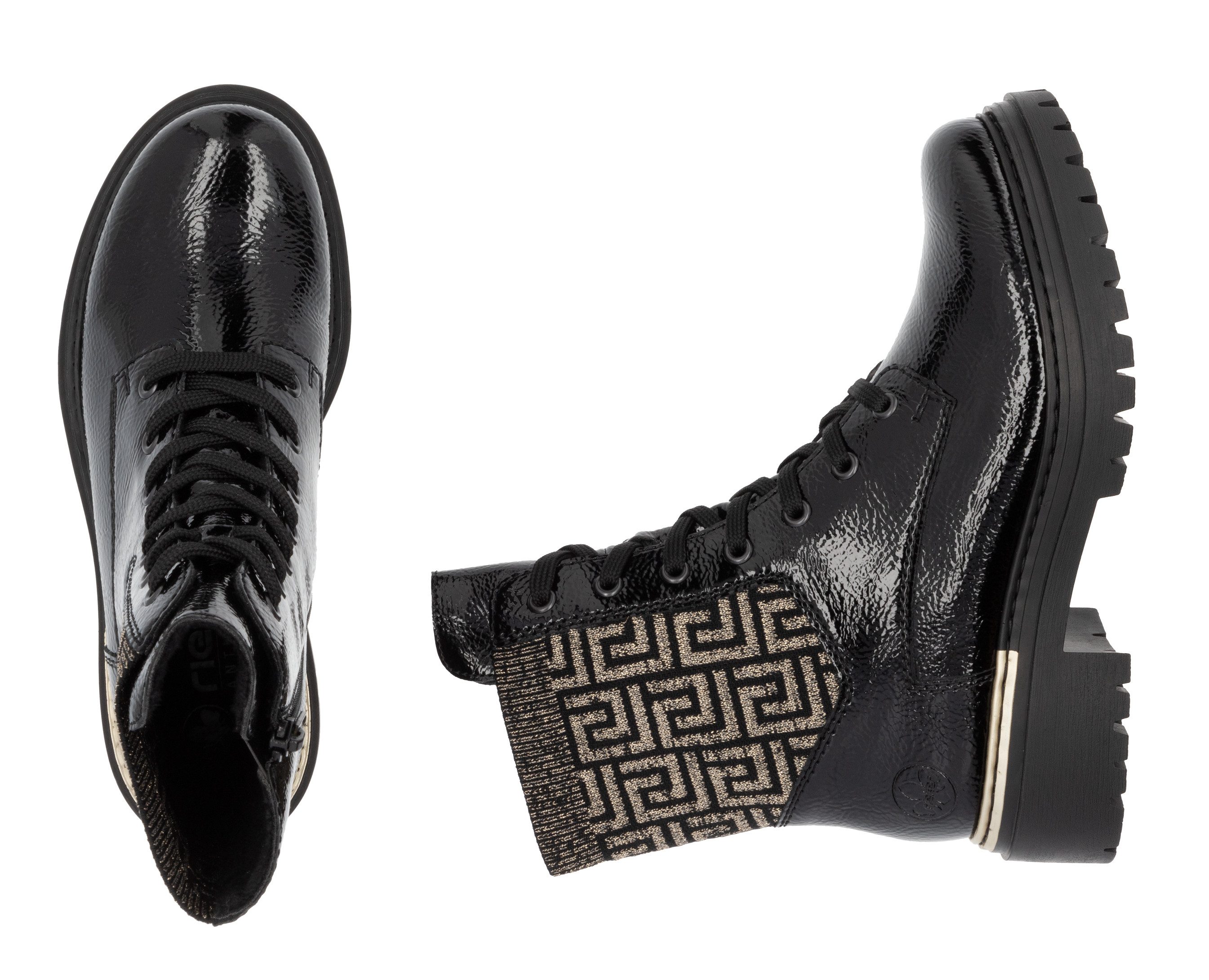 Rieker Veterschoenen enkellaars, hakken, met textielinzet aan de schacht