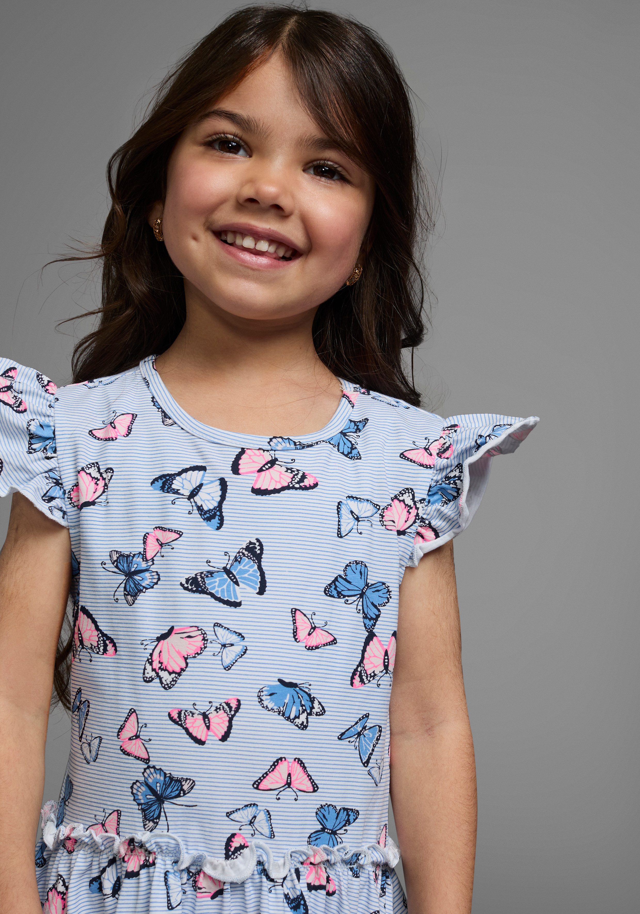 KIDSWORLD Jerseyjurk Voor kleine meisjes zomerse gelegenheden en feesten, knie-vrije lengte, modieuze noot