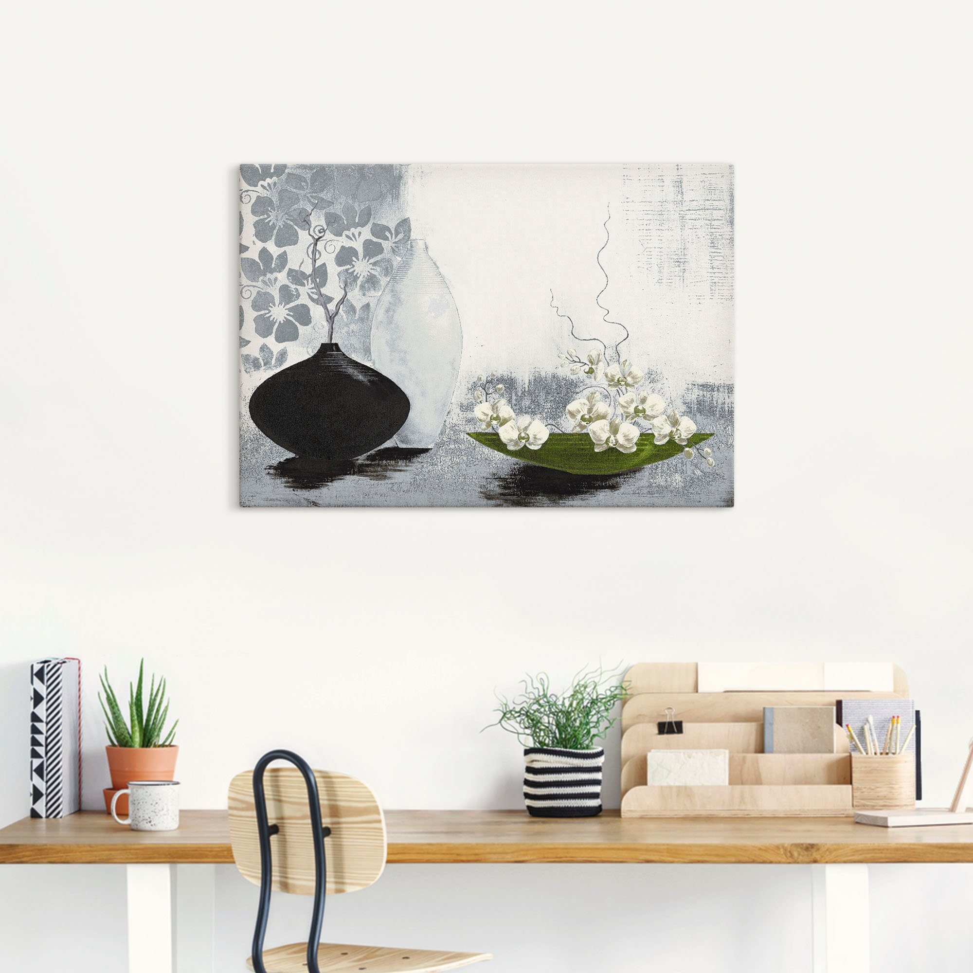 Artland Artprint Modern bol vat met orchideeën als artprint op linnen, poster in verschillende formaten maten