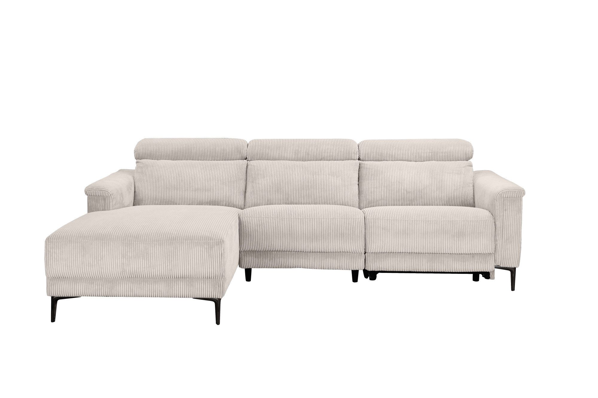 Places of Style Hoekbank Lund in cord, L-vorm, 261 cm, handmatige en elektrische relaxfunctie