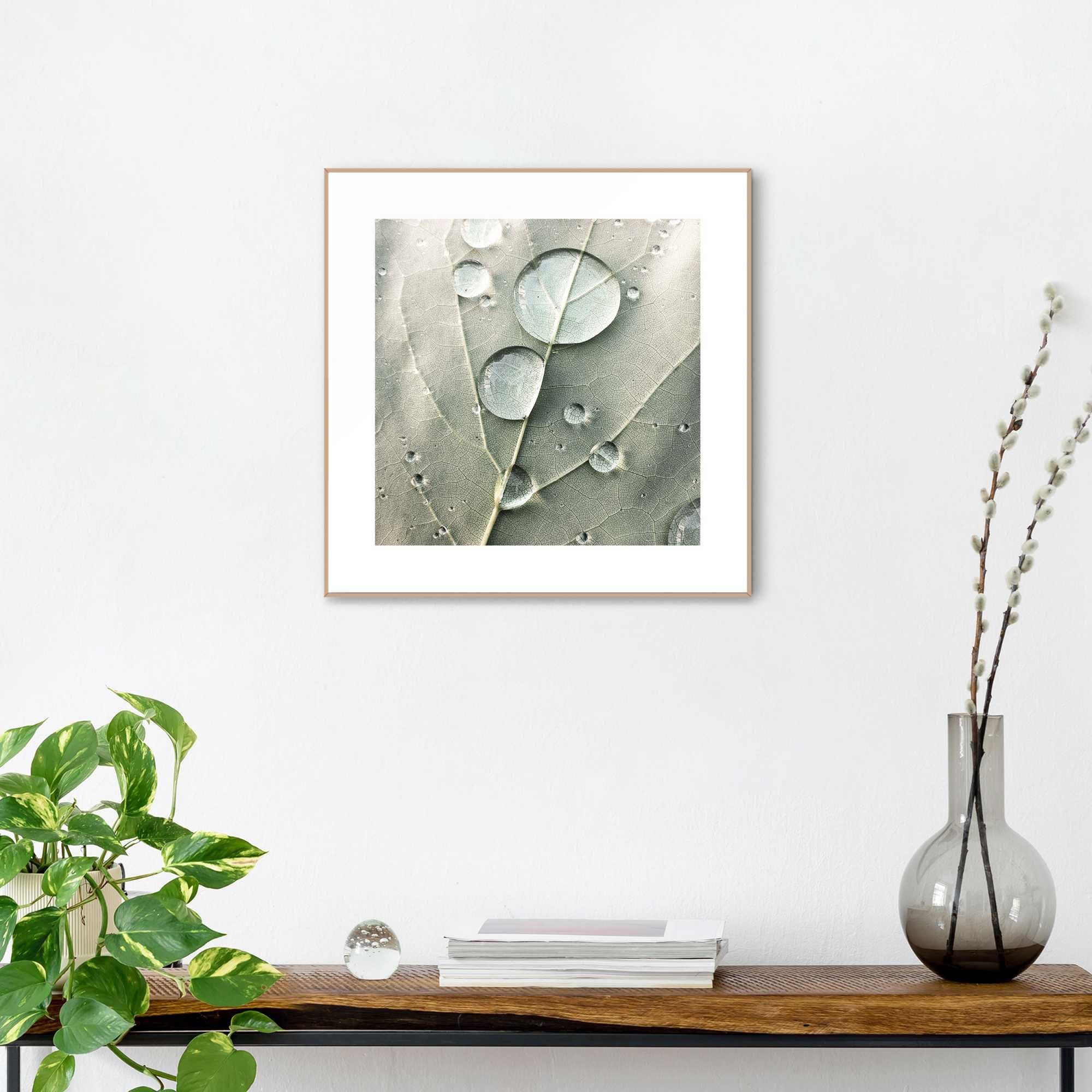 Reinders! Artprint Slim Frame Wood 50x50 Dew Drops