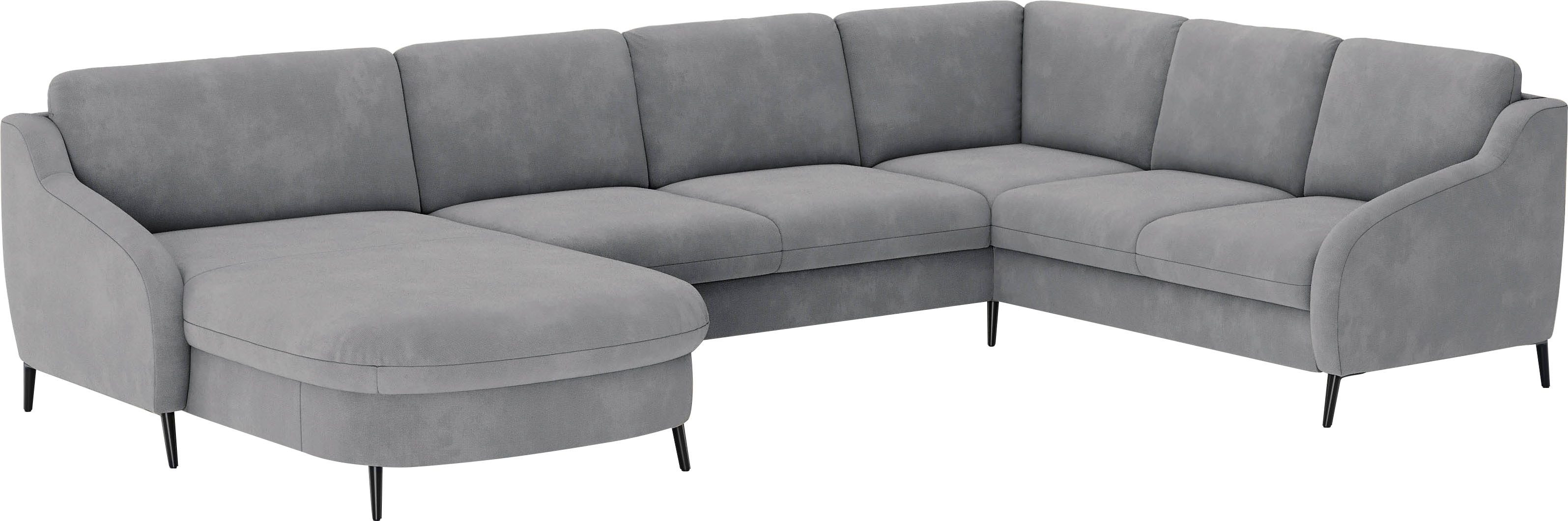 sit&more Zithoek Soul U-model optioneel met bedfunctie en bedlade of lade
