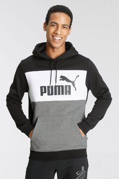 puma hoodie ess+ colorblock hoodie fl zwart