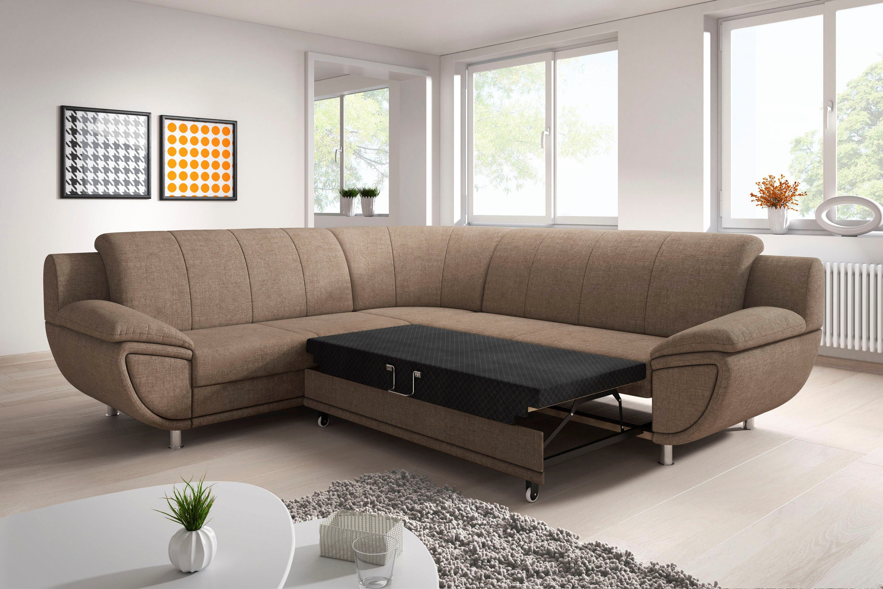 TRENDMANUFAKTUR Hoekbank Rondo II, tijdloos & elegant, comfortabele armleuningen, L-vorm