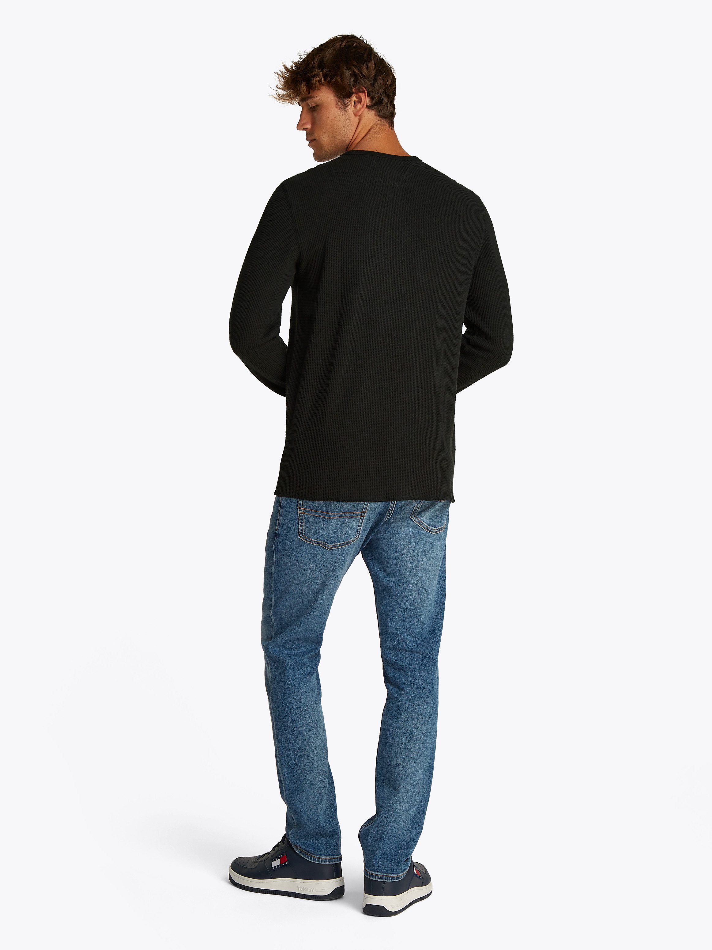 TOMMY JEANS Shirt met lange mouwen TJM SLIM WAFFLE L S TEE EXT