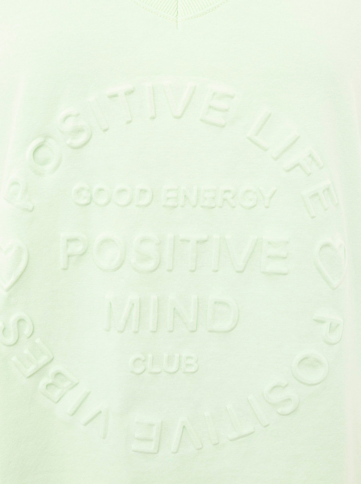 Zwillingsherz Shirt met korte mouwen "Positive Mind" met v-halslijn en stempeldruk, licht oversized gesneden