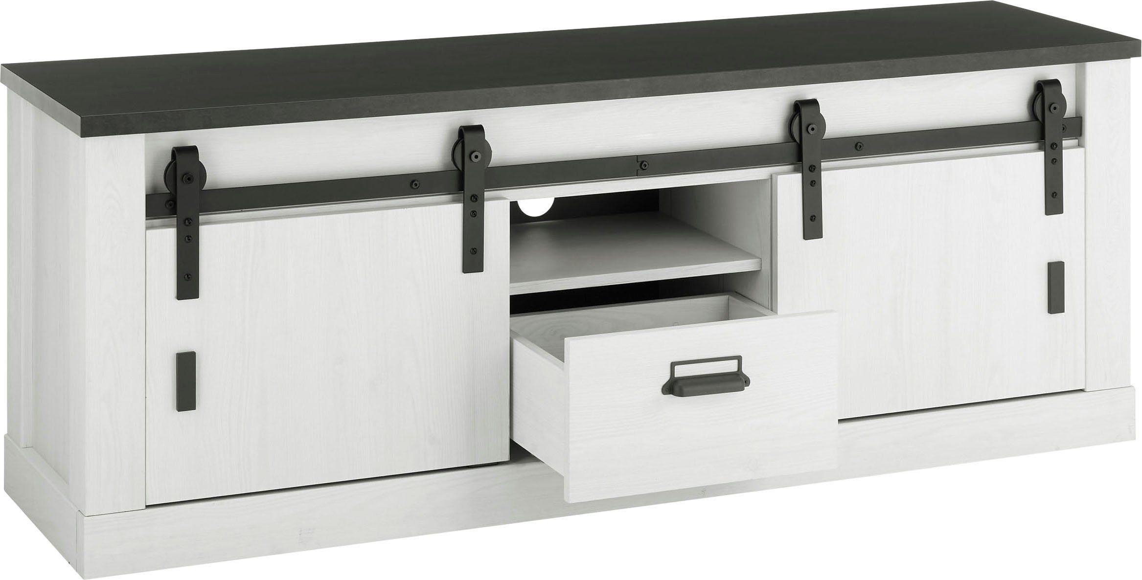 Home affaire Tv-meubel Sherwood Houtdecor, met schuurdeurbeslag en apothekersgreep, breedte 162 cm