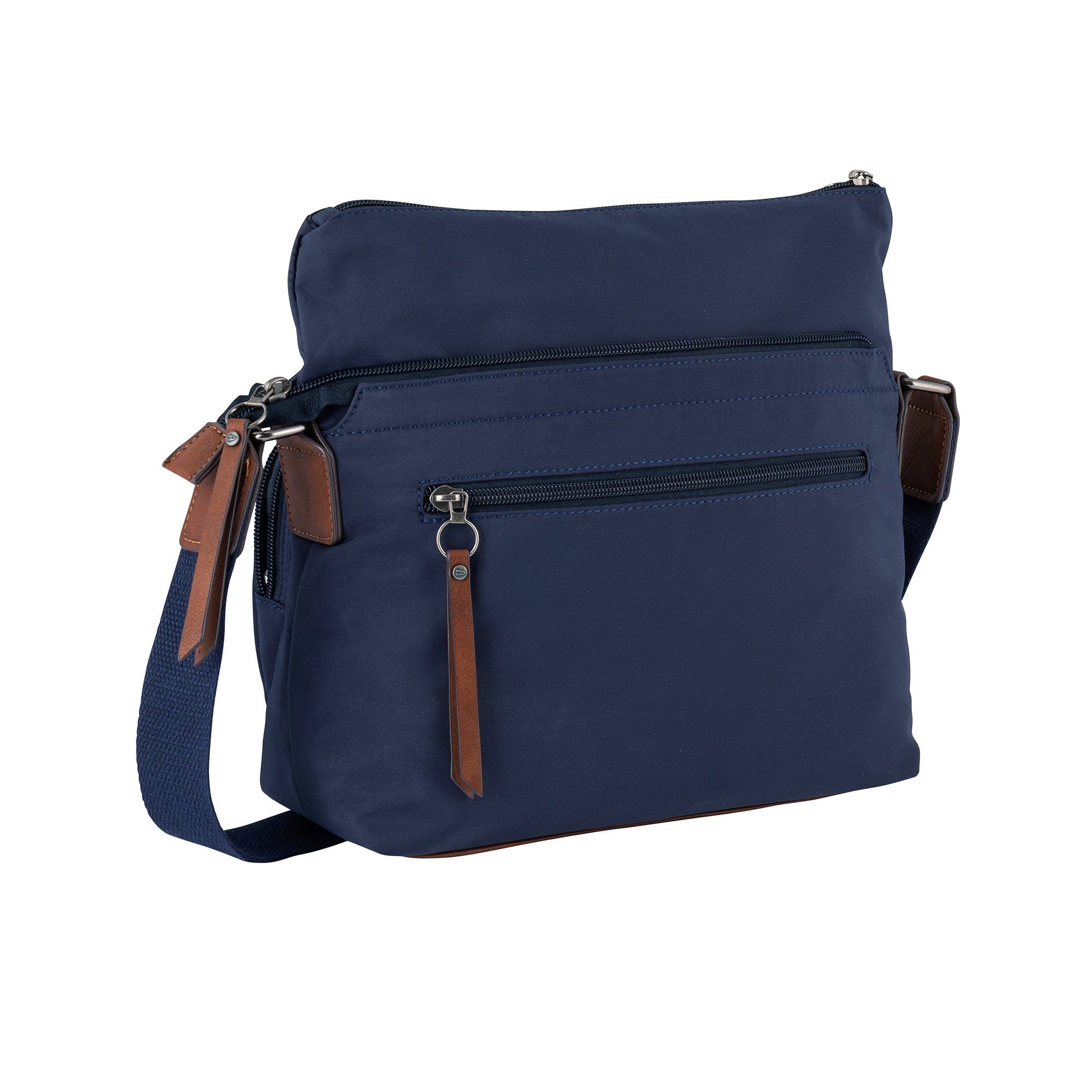 camel active Schoudertas Sky van licht robuust nylon met imitatieleer-applicaties, een blikvanger