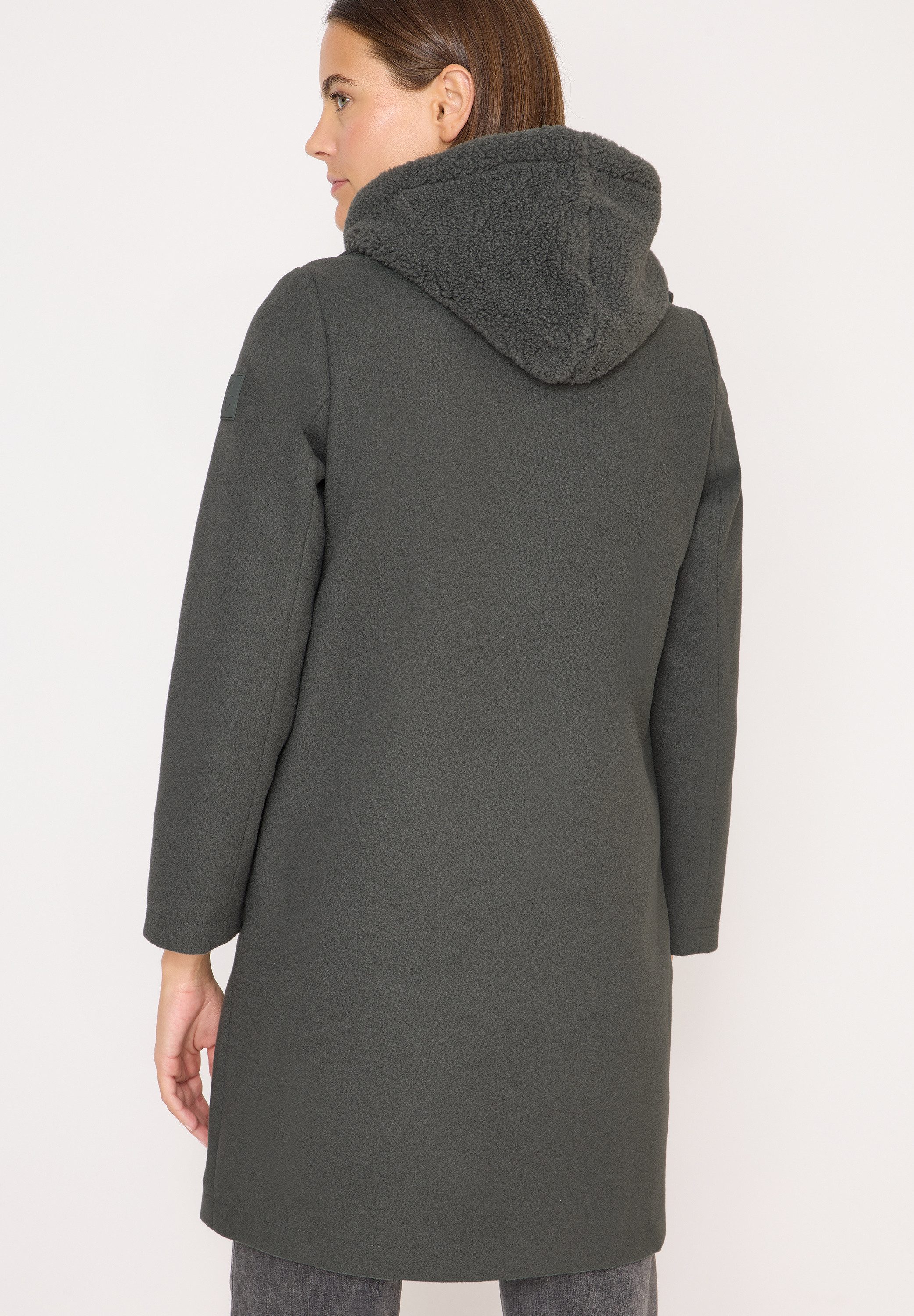 Cecil Winterjas Reversmantel met twee knopen en capuchon, nep wol