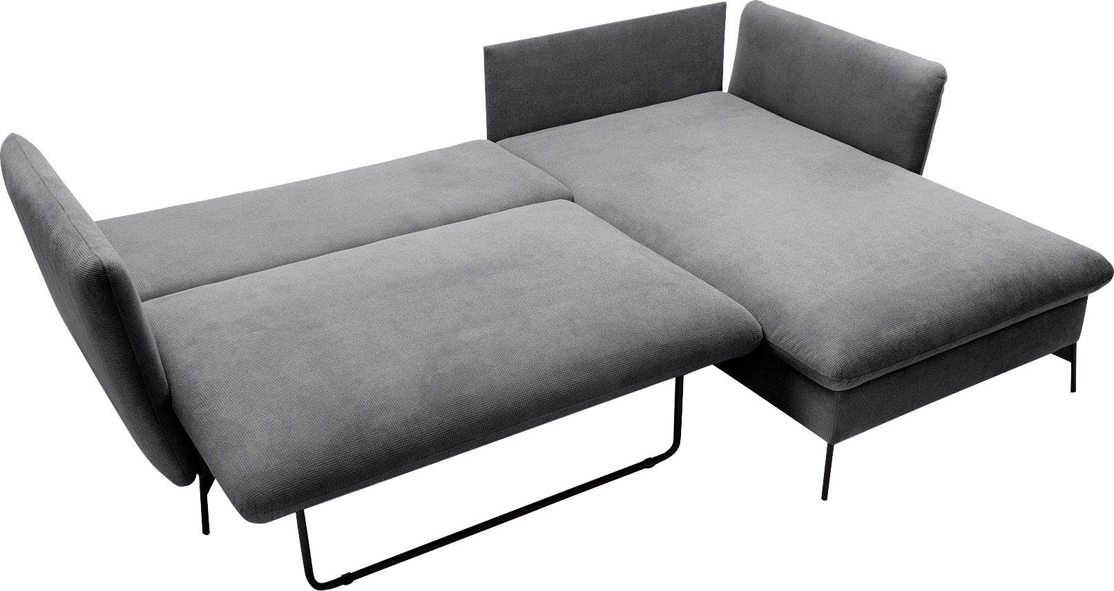 andas Hoekbank LIVORNO,258 cm, L-model, Slaapfunctie en bedlade (139/224 cm), fluweel, structuur, geweven stof
