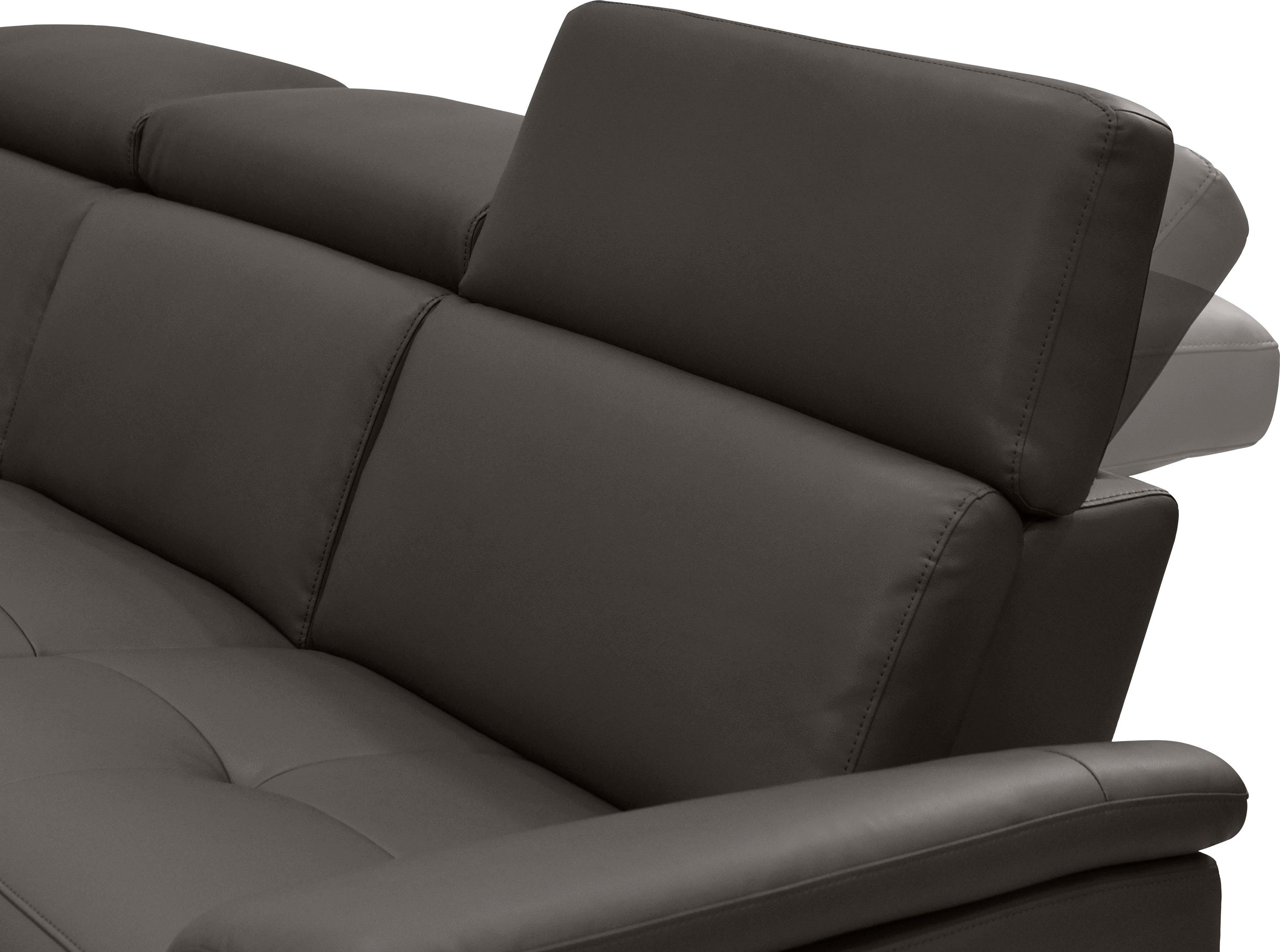 Places of Style Hoekbank Pareli, L-model, 259 cm, met récamier, echt leer, imitatieleer, weefstof