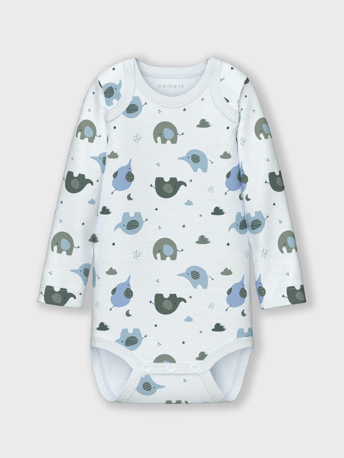 Name It Slaaponesie NBMBODY 3P LS BABY ELEPHANT NOOS (set 3-delig)