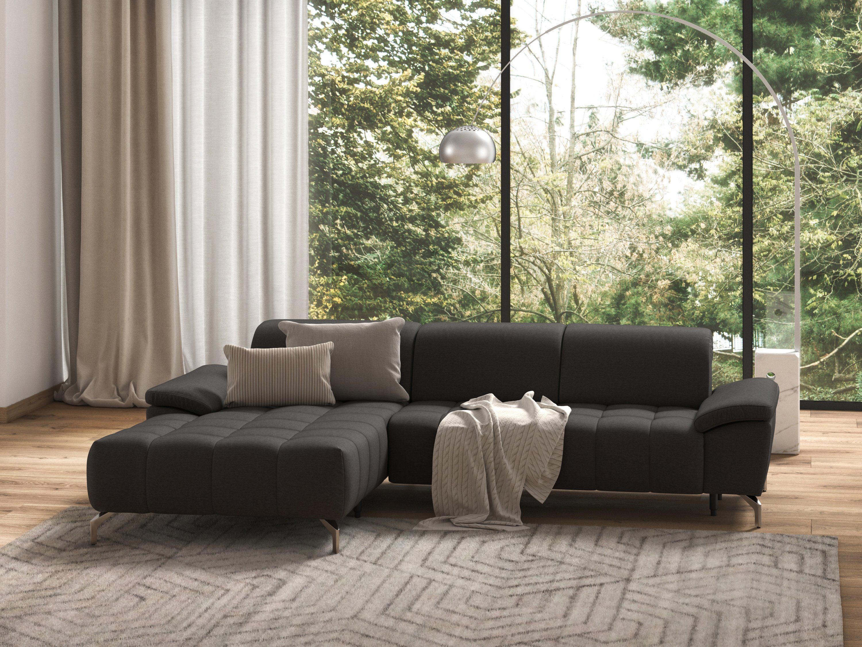 sit&more Hoekbank Cool L-vorm naar keuze met verstelbare hoofdsteun en uittrekzitting, motorisch