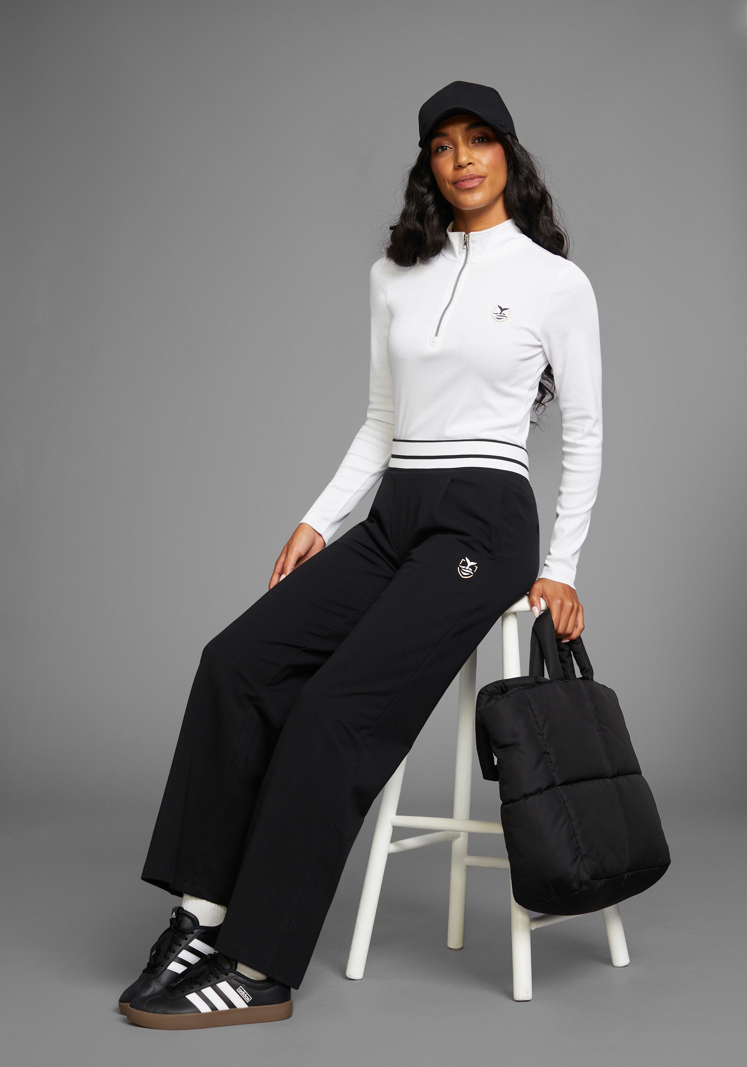 DELMAO Jerseybroek met contrasterende band - nieuwe collectie