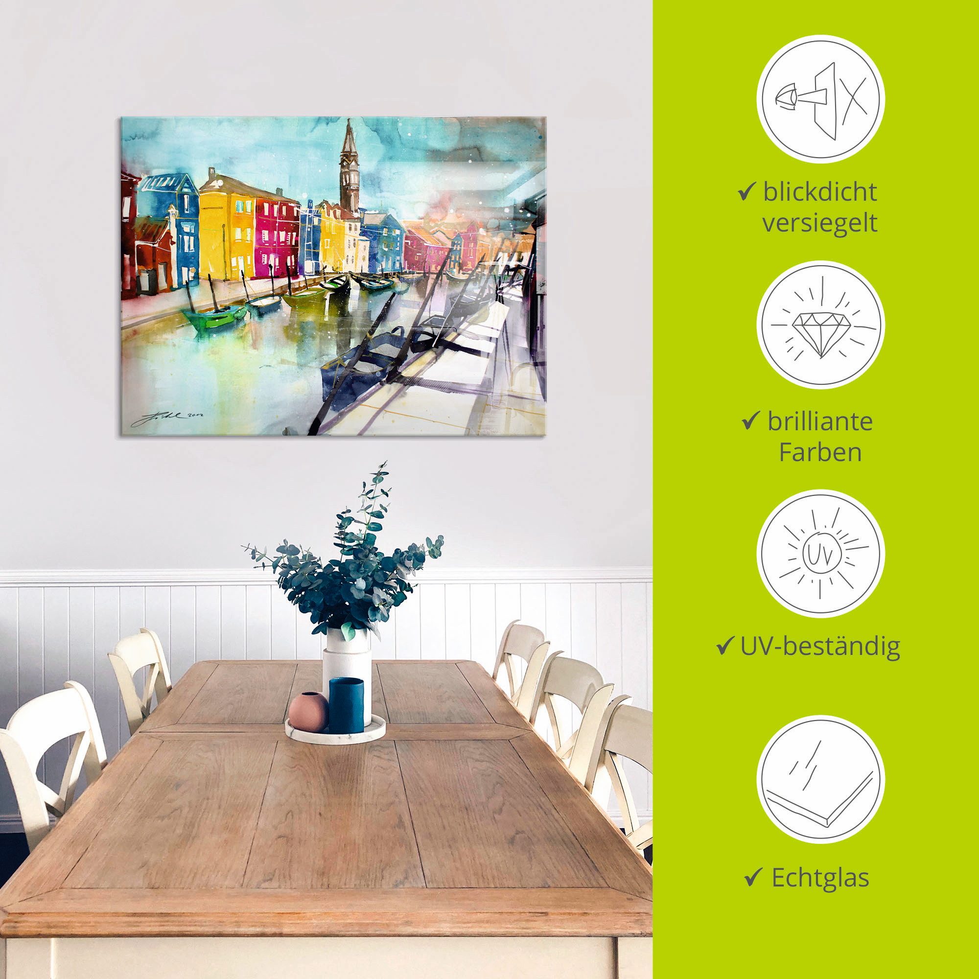Artland Print op glas Venetië multicolour in verschillende maten