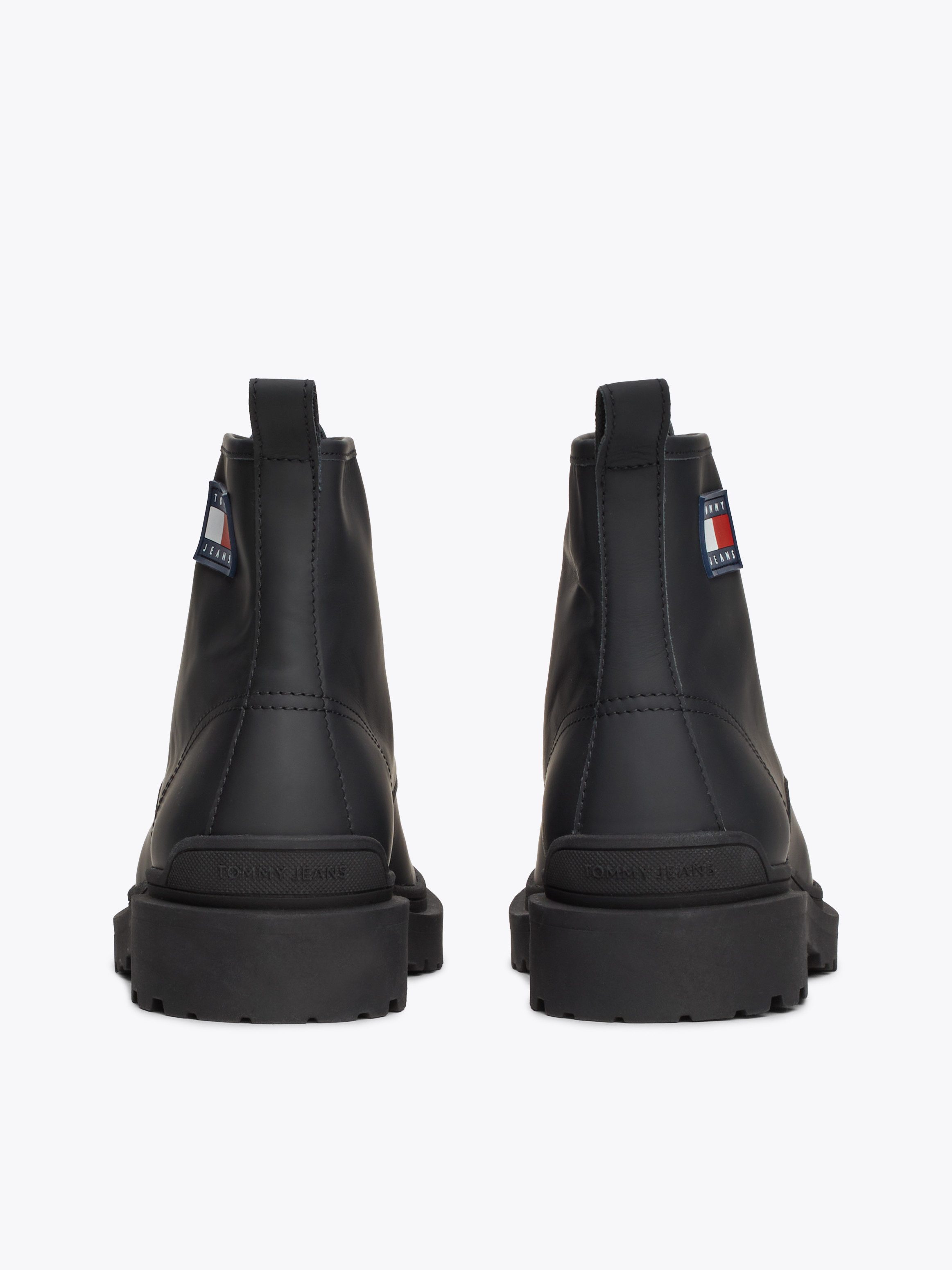 TOMMY JEANS Veterschoenen TJM LEATHER LACE UP BOOT hakken, veterschoenen met zijlogo-vlag
