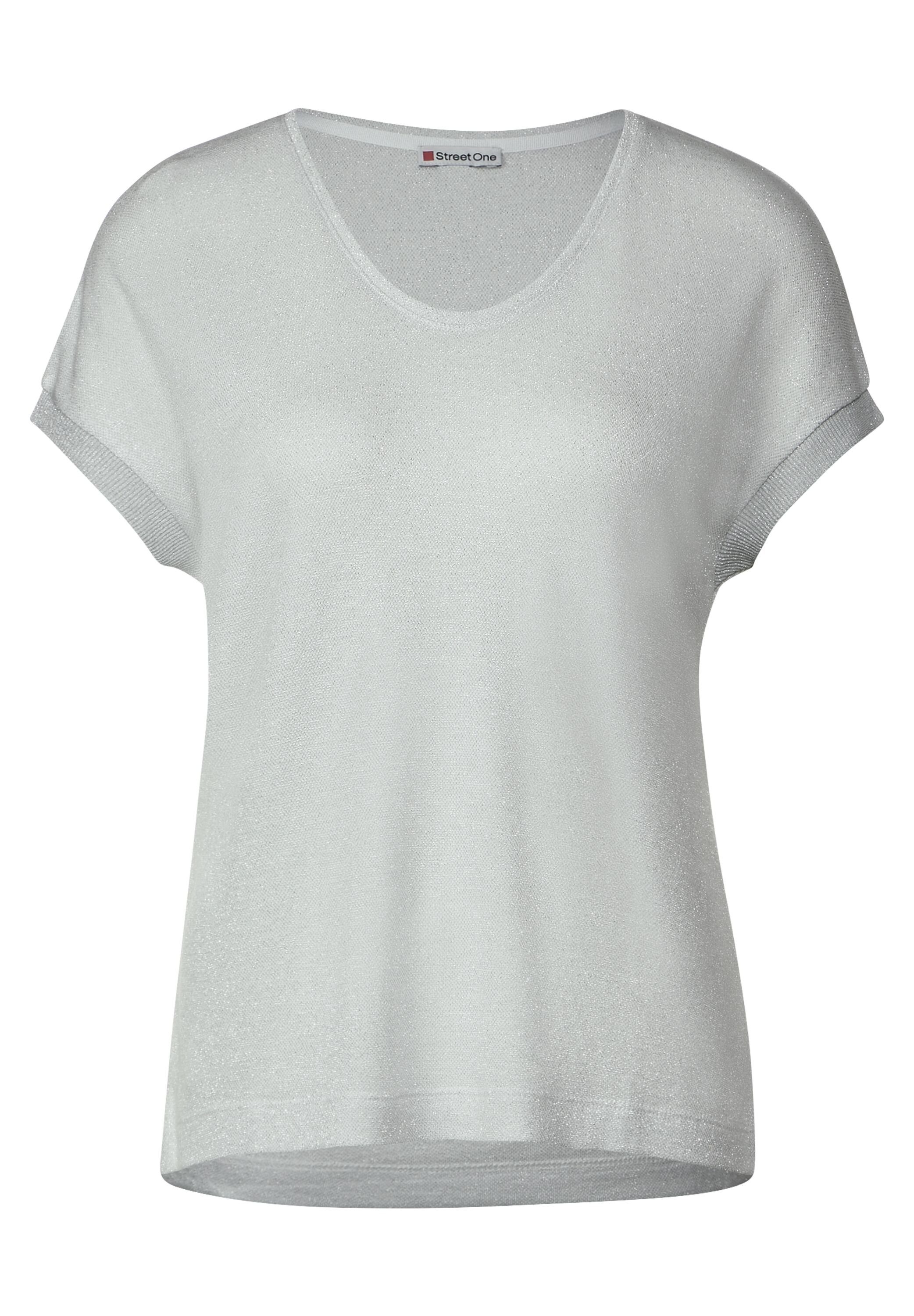 STREET ONE Gebreide top LTD QR V-Neck shiny Shirt