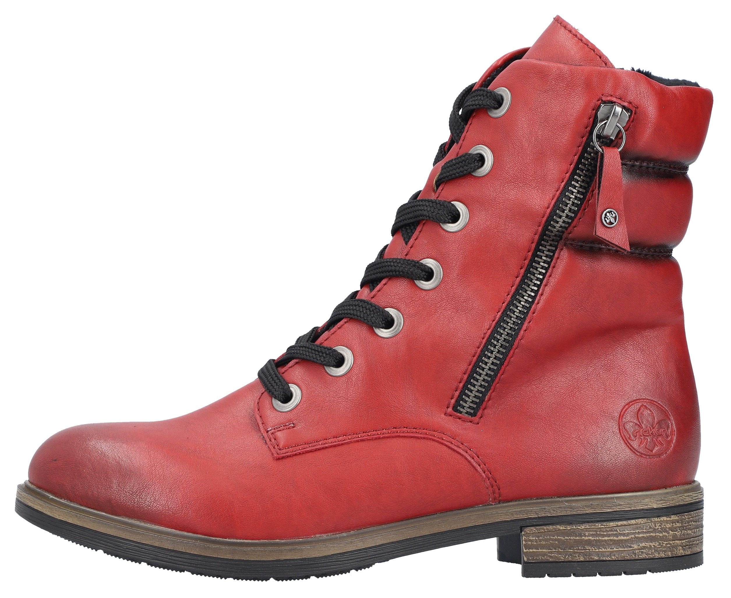 Rieker Veterlaarsjes lace-up boots, ankle boots, block heel, with inner zipper