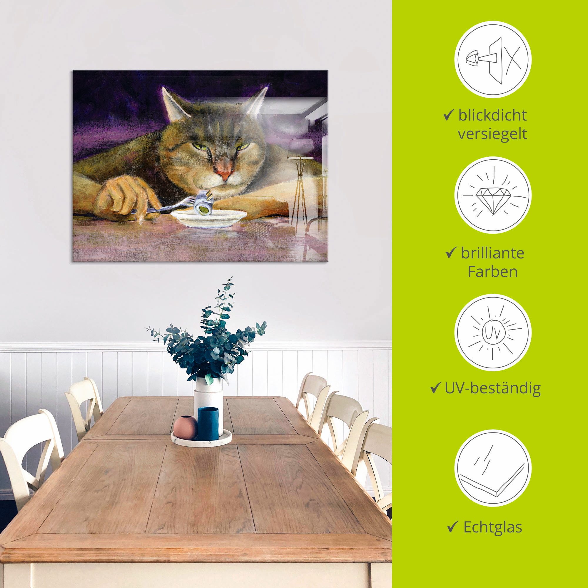 Artland Print op glas Kattengejammer in verschillende maten