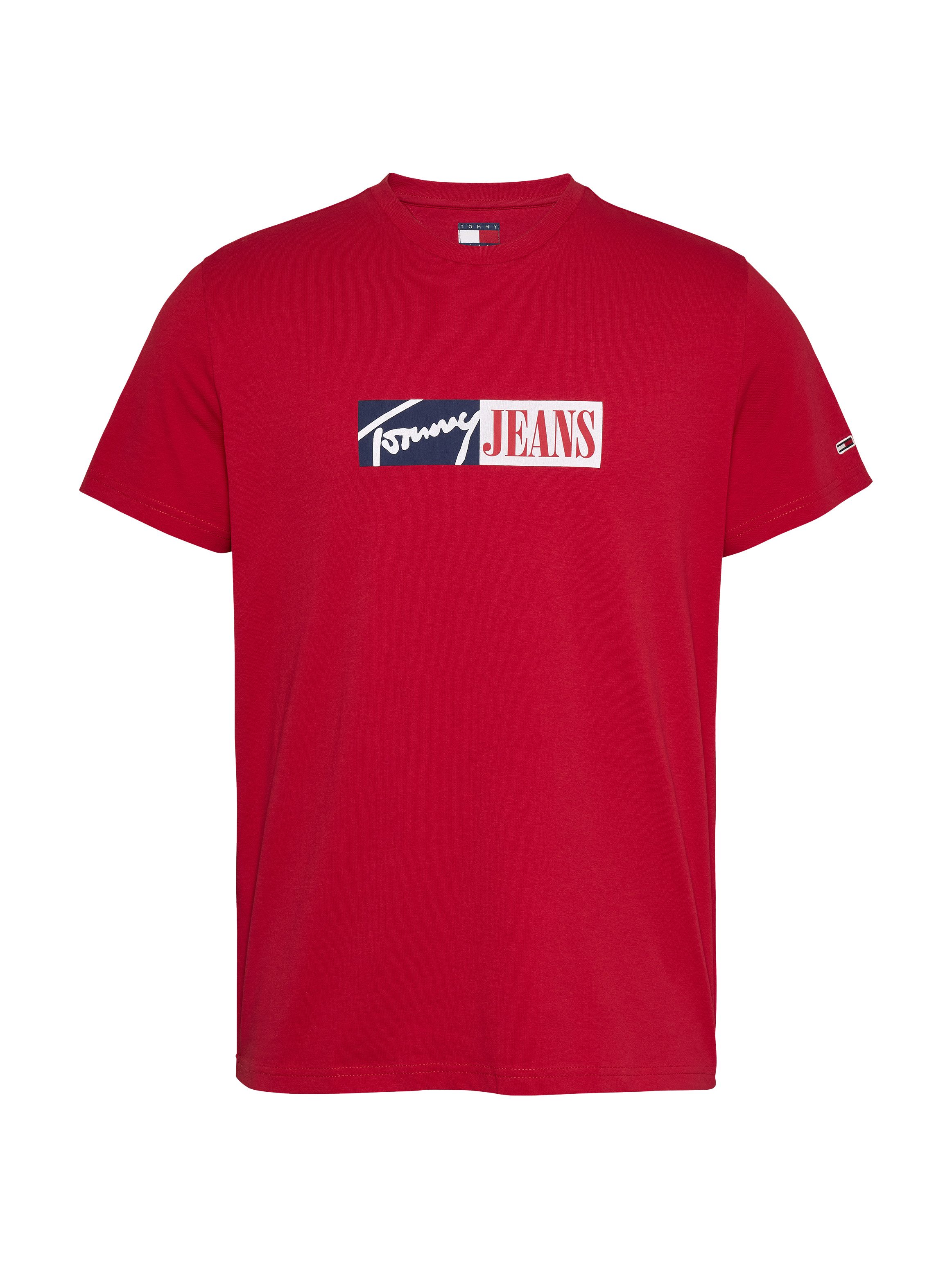 Tommy Jeans Plus Shirt met ronde hals TJM SLIM ENTRY GRAPHIC TEE EXT in grote maten, met logo-borduursel op de mouw