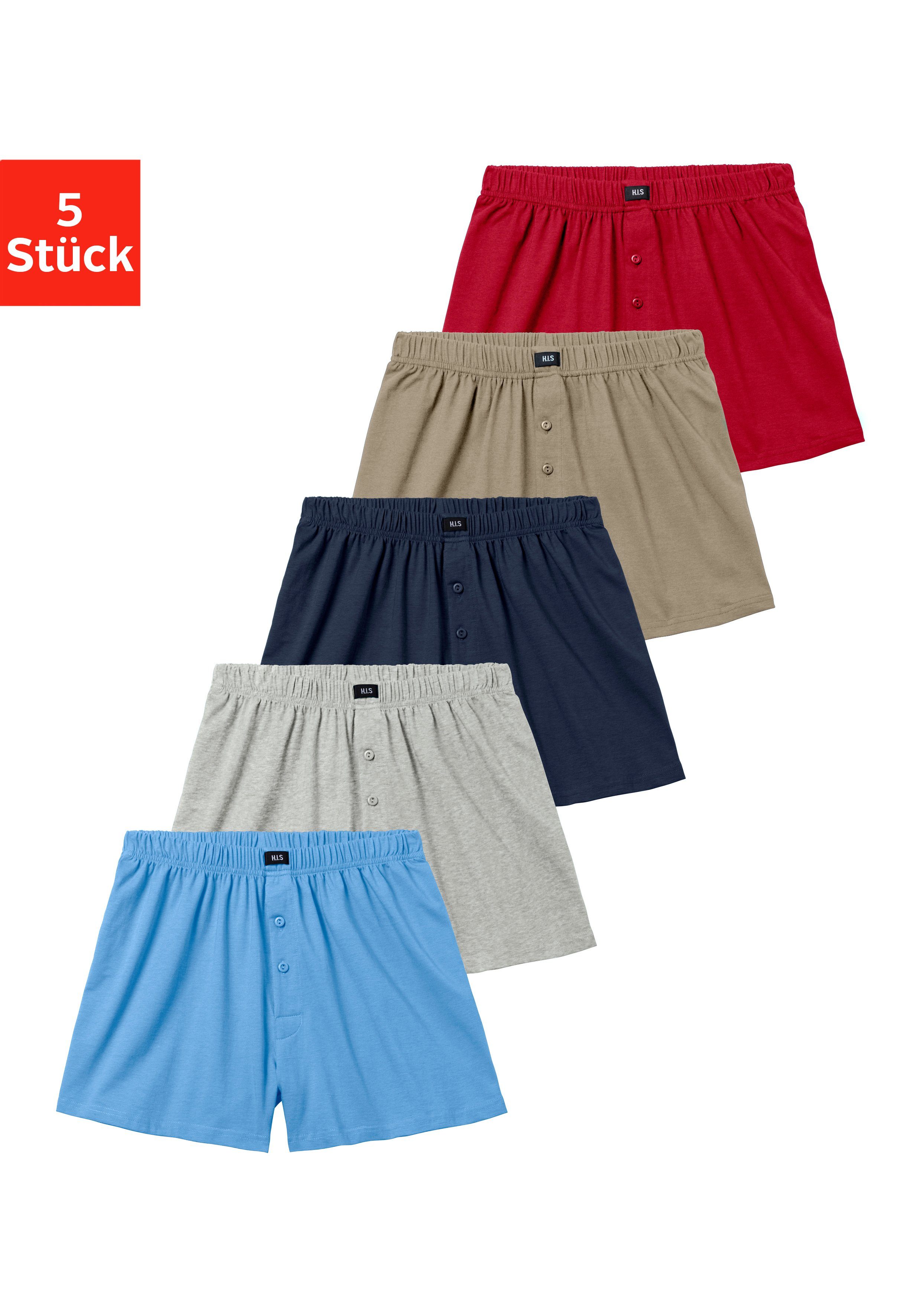 H.I.S Wijde boxershort Heren boxer wijdte pasvorm, comfortband, van katoen-stretch (set, 5...
