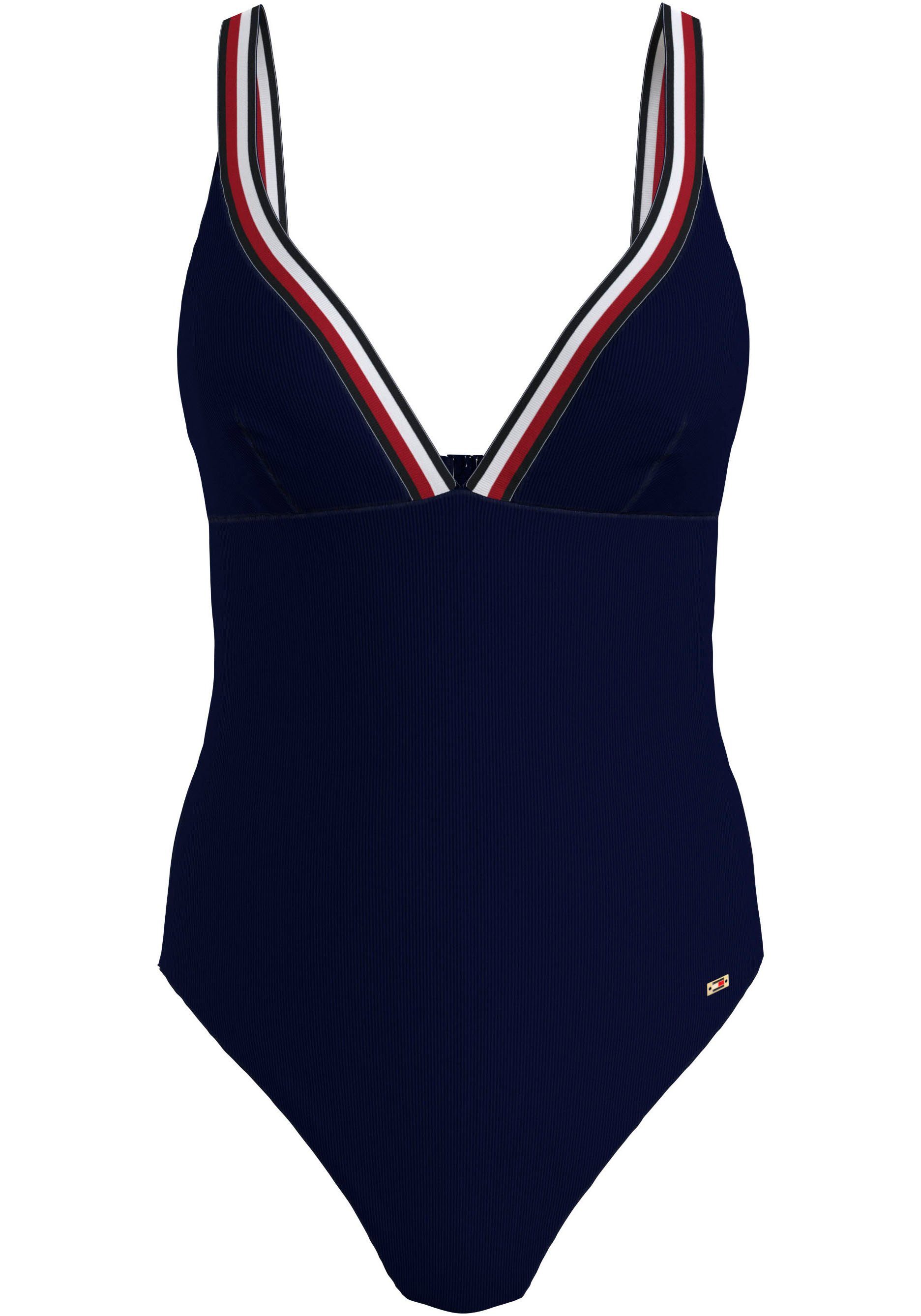 Tommy Hilfiger Swimwear Badpak TRIANGLE ONE PIECE RP met contrastkleurige randen