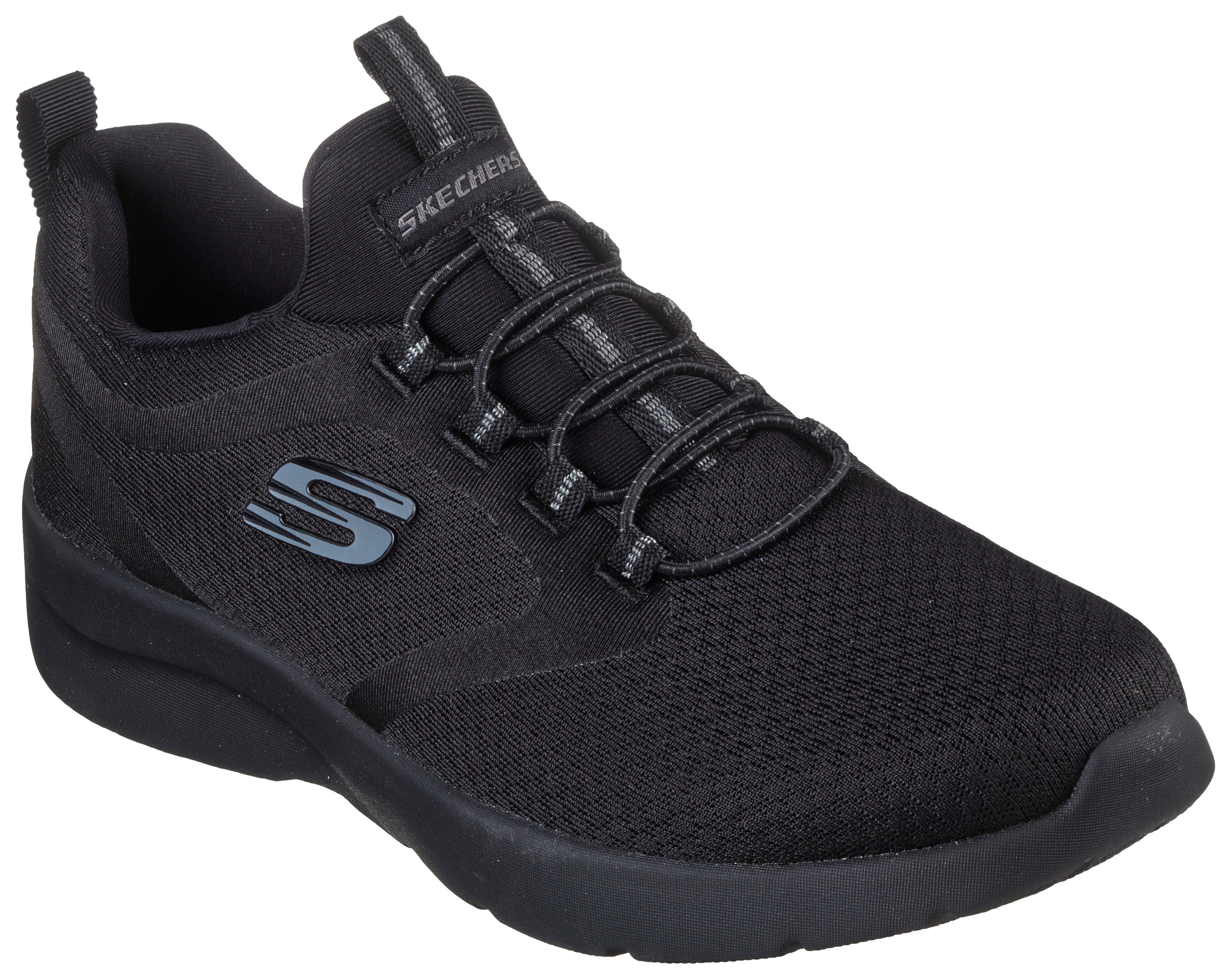 skechers slip-on sneakers dynamight 2.0 met twee praktische aantreklussen zwart