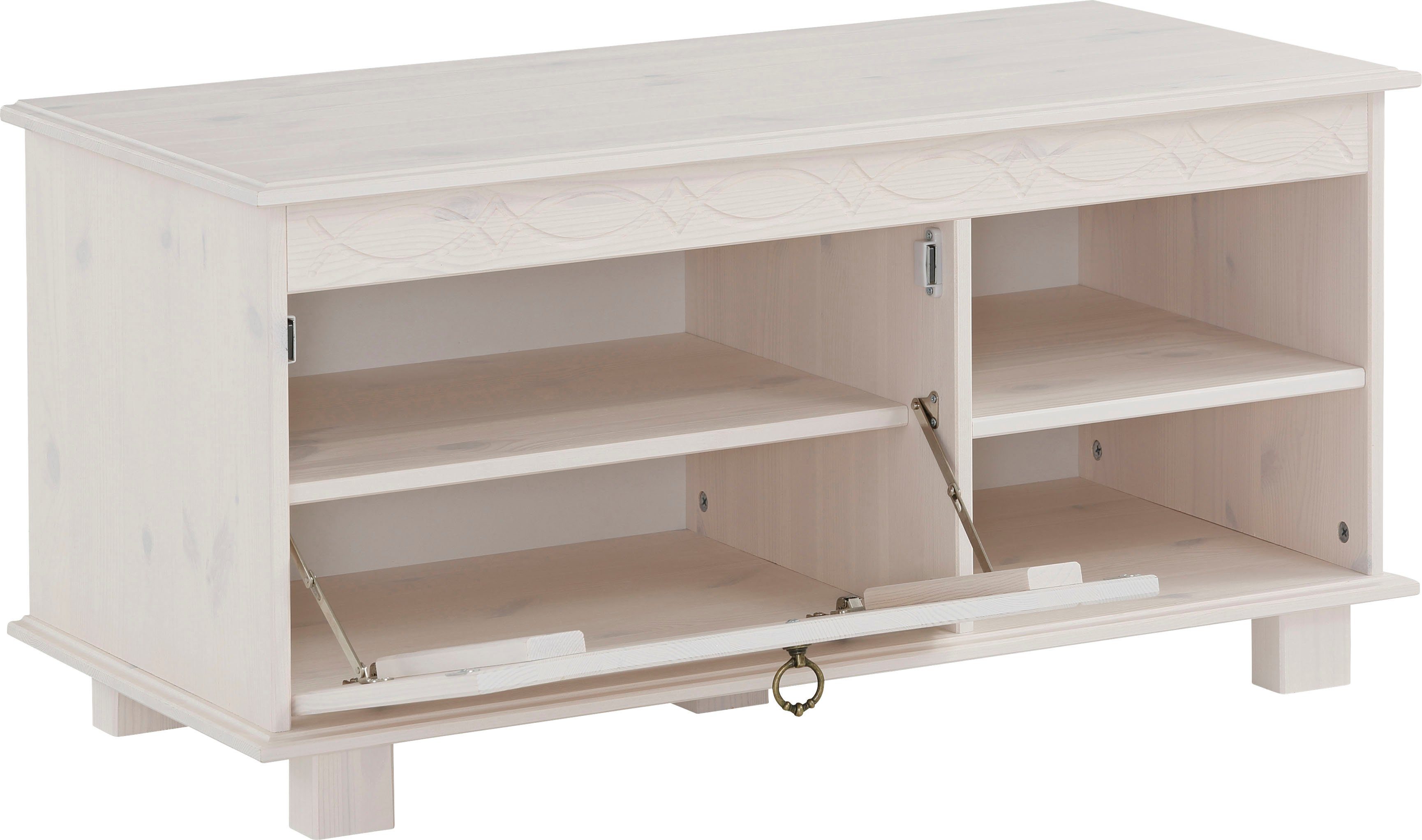 Home affaire Schoenenbank Indra van massief dennenhout, fsc®, breedte 90 cm, discreet ornament