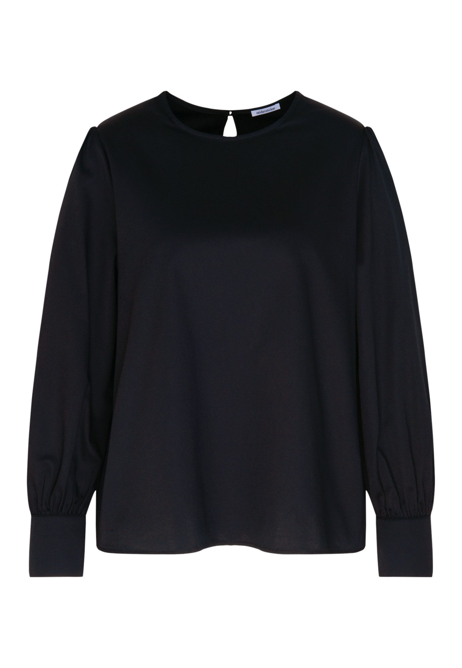 seidensticker Shirtblouse Zwarte roos Lange mouwen ronde hals uni