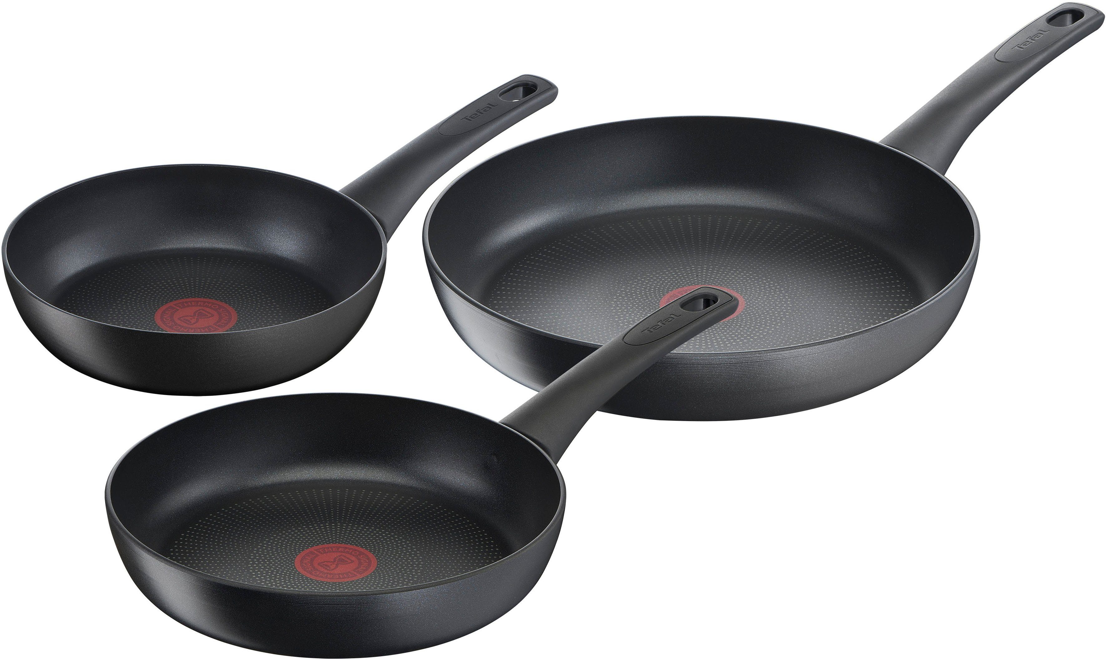 Tefal Pannenset Ultimate On Anti-aanbak coating, temperatuurindicator, inductie (set, 3-delig) pannensets zwart