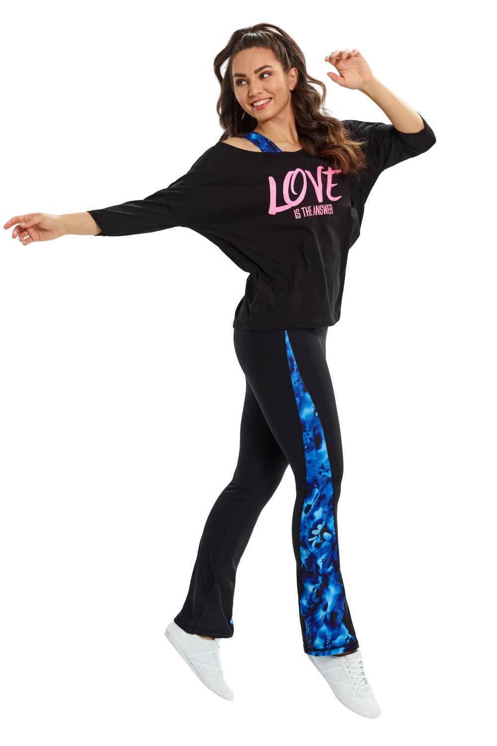 Winshape Shirt met 3/4-mouwen MCS001 ultralicht met neon pinkkleurige glitter-print