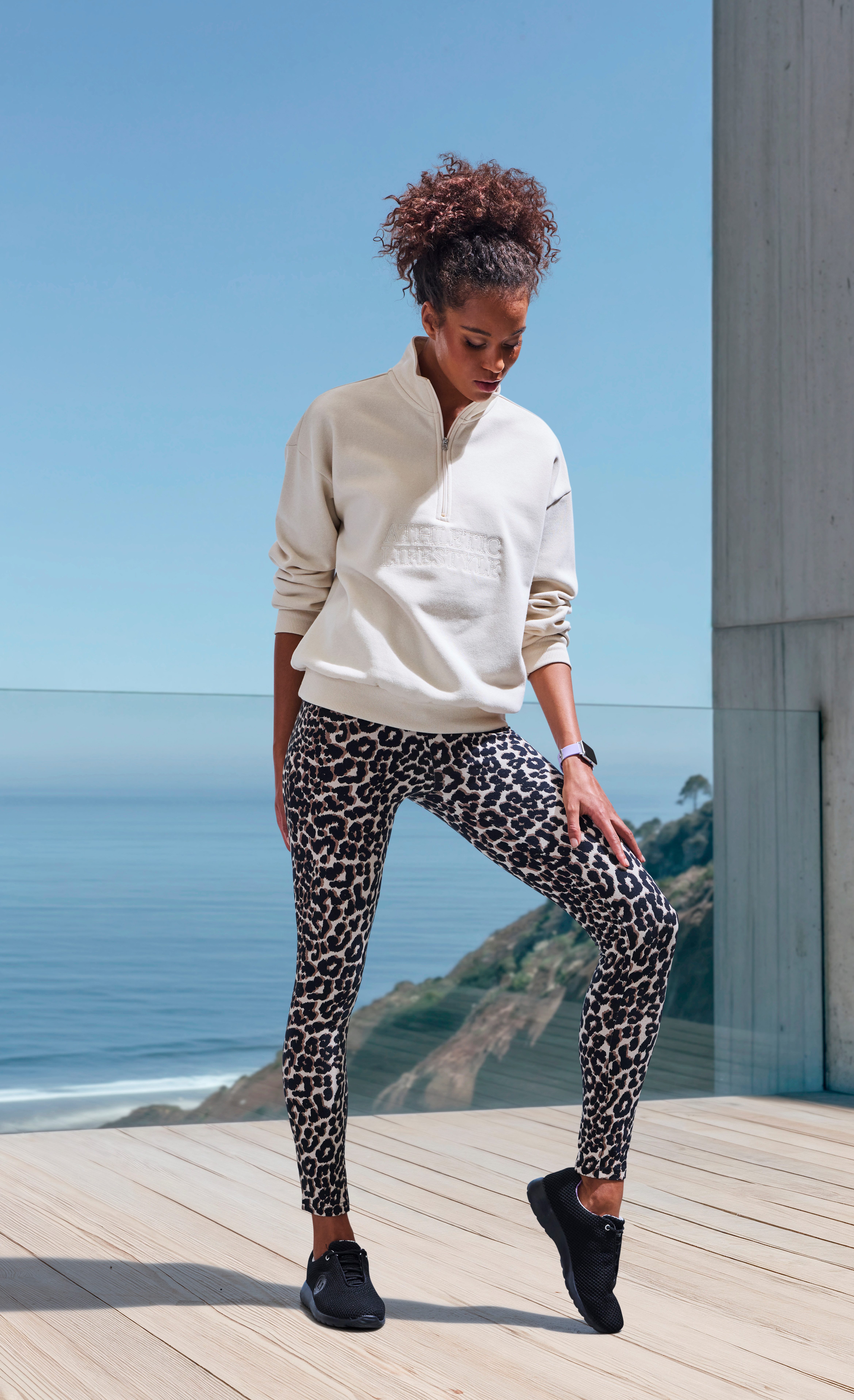 active by Lascana Legging in luipaardprint, met brede boord