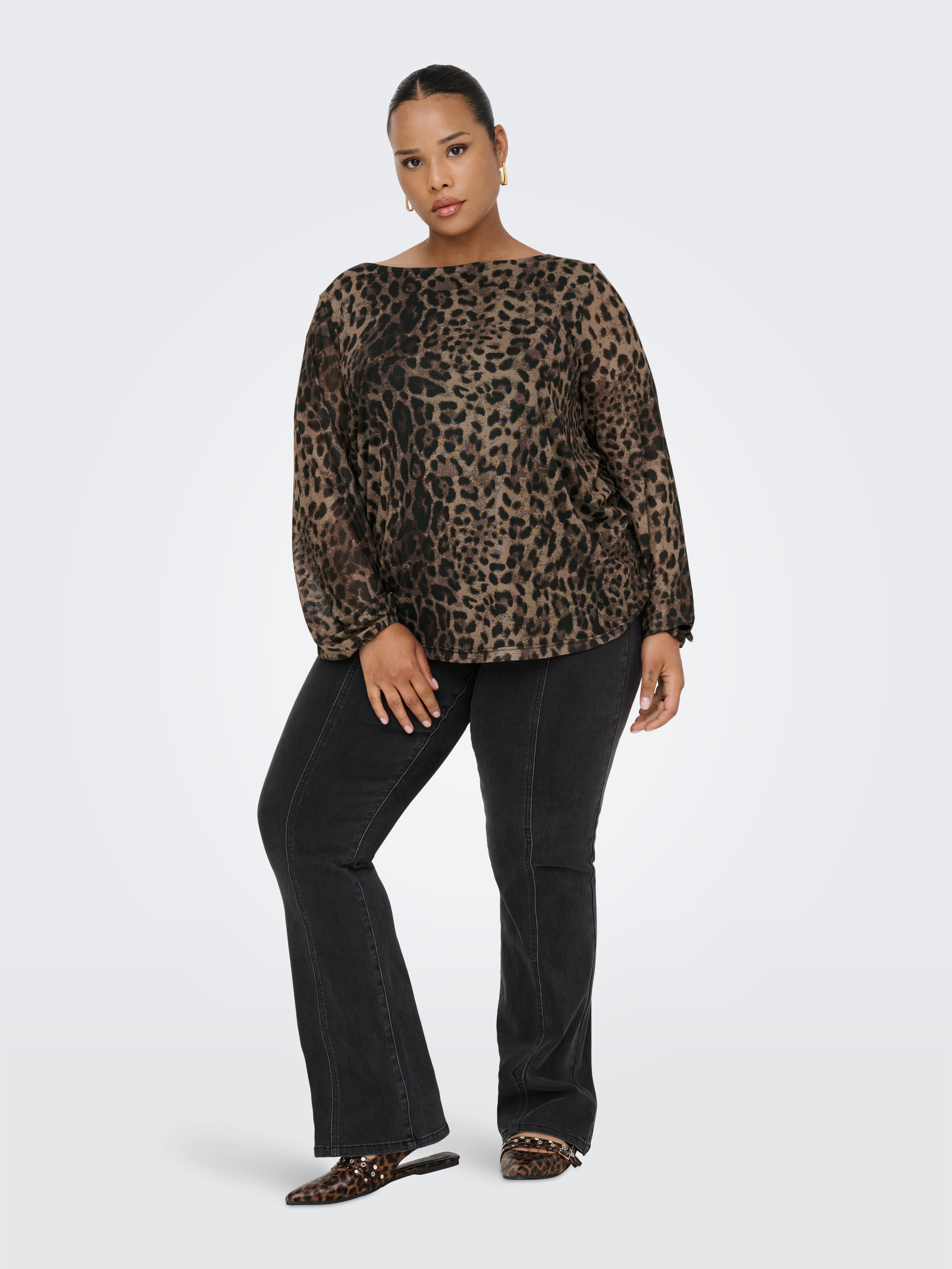 ONLY CARMAKOMA Shirt met lange mouwen CARFOREST LIFE L/S BOATNECK TOP JRS