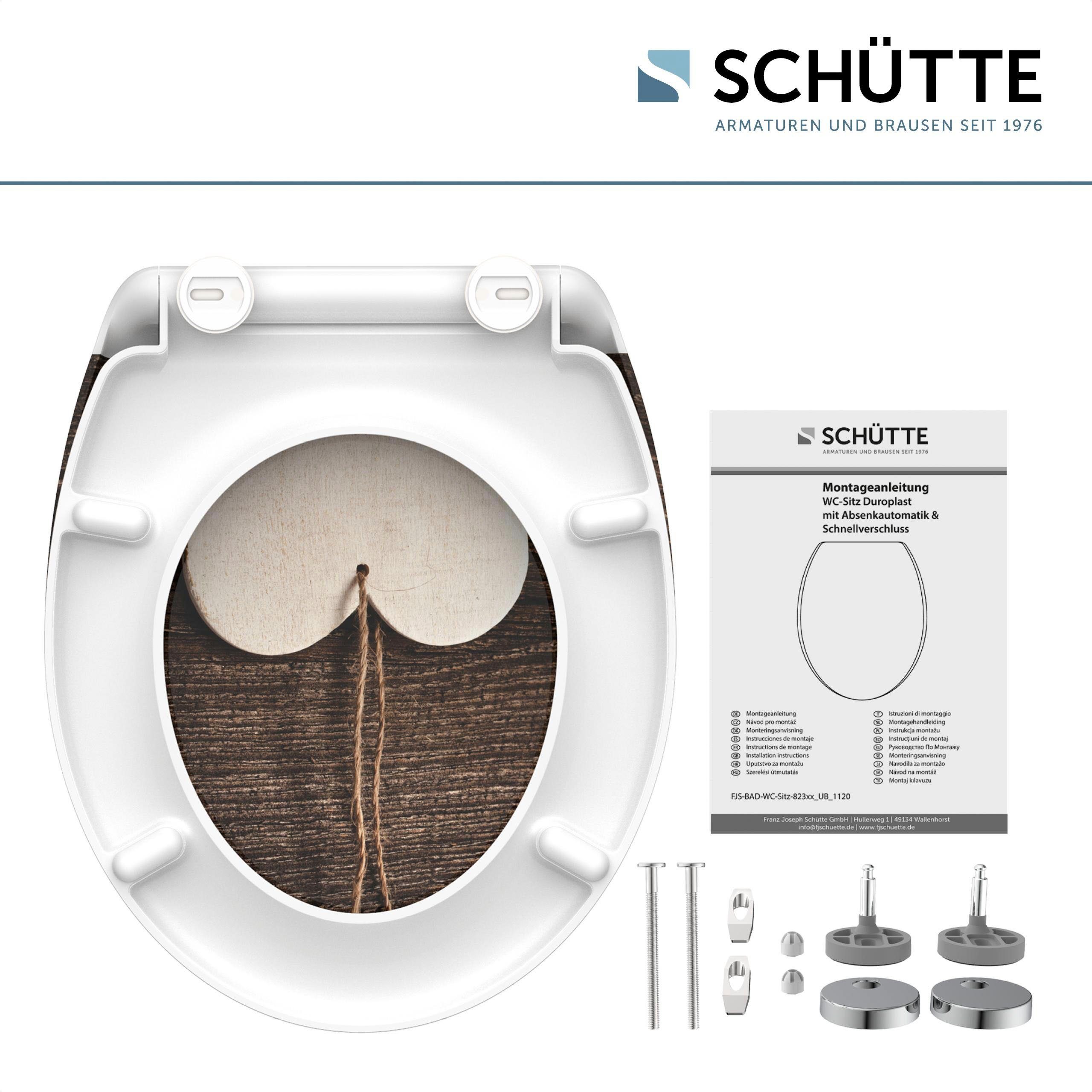 Schütte Toiletzitting Wood Heart Duroplast, met softclosemechanisme en snelsluiting