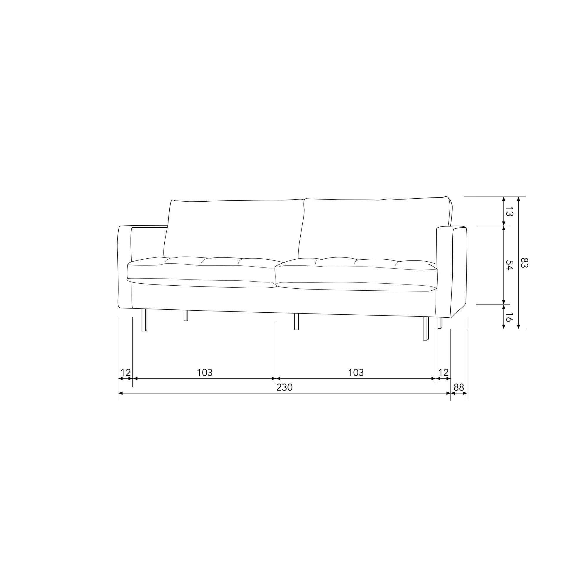 WOOOD 2,5-zits Rodeo Classic vrijstaand, met gerecycled leer, h 83 cm x b 230 cm