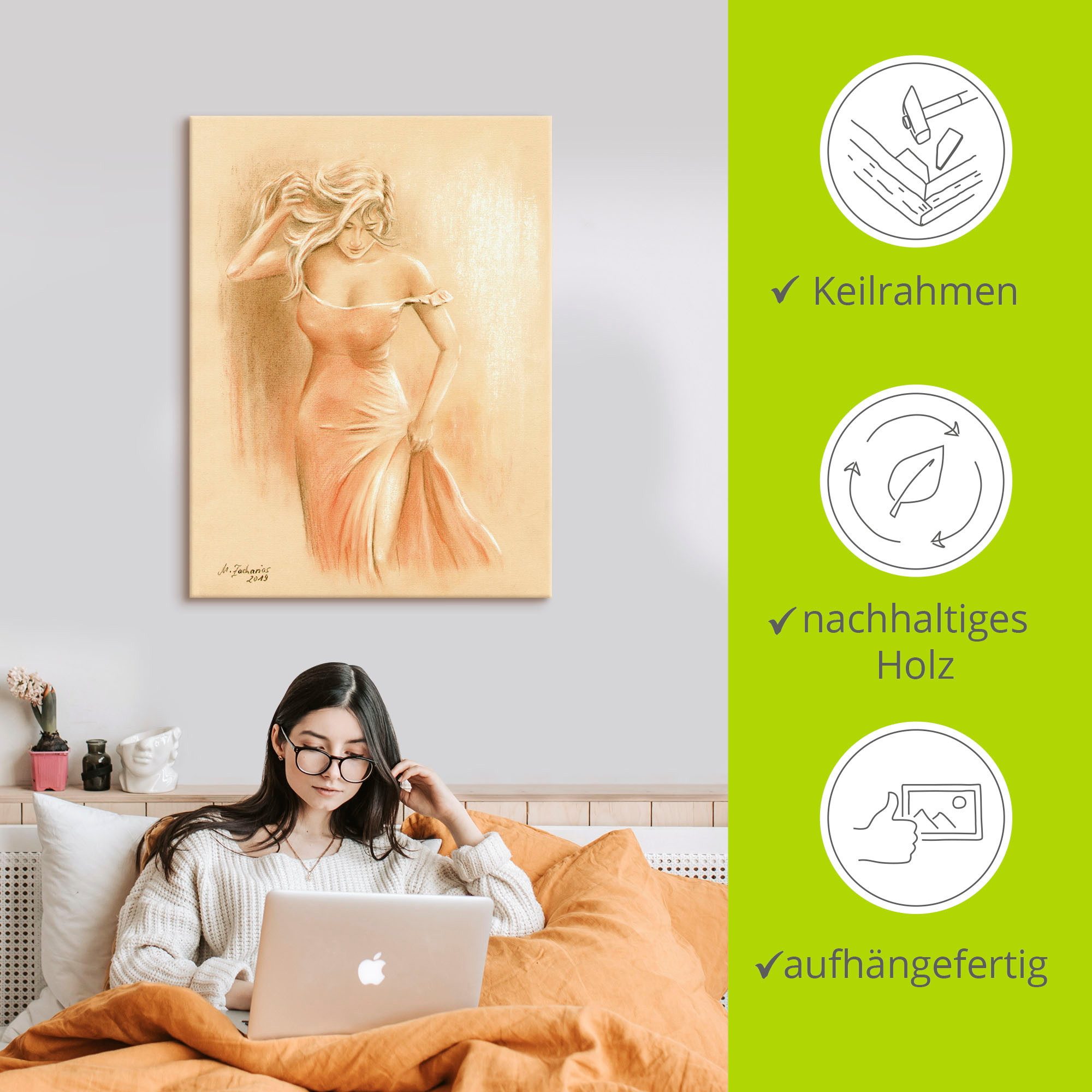 Artland Artprint Bochtig model als artprint op linnen, poster in verschillende formaten maten