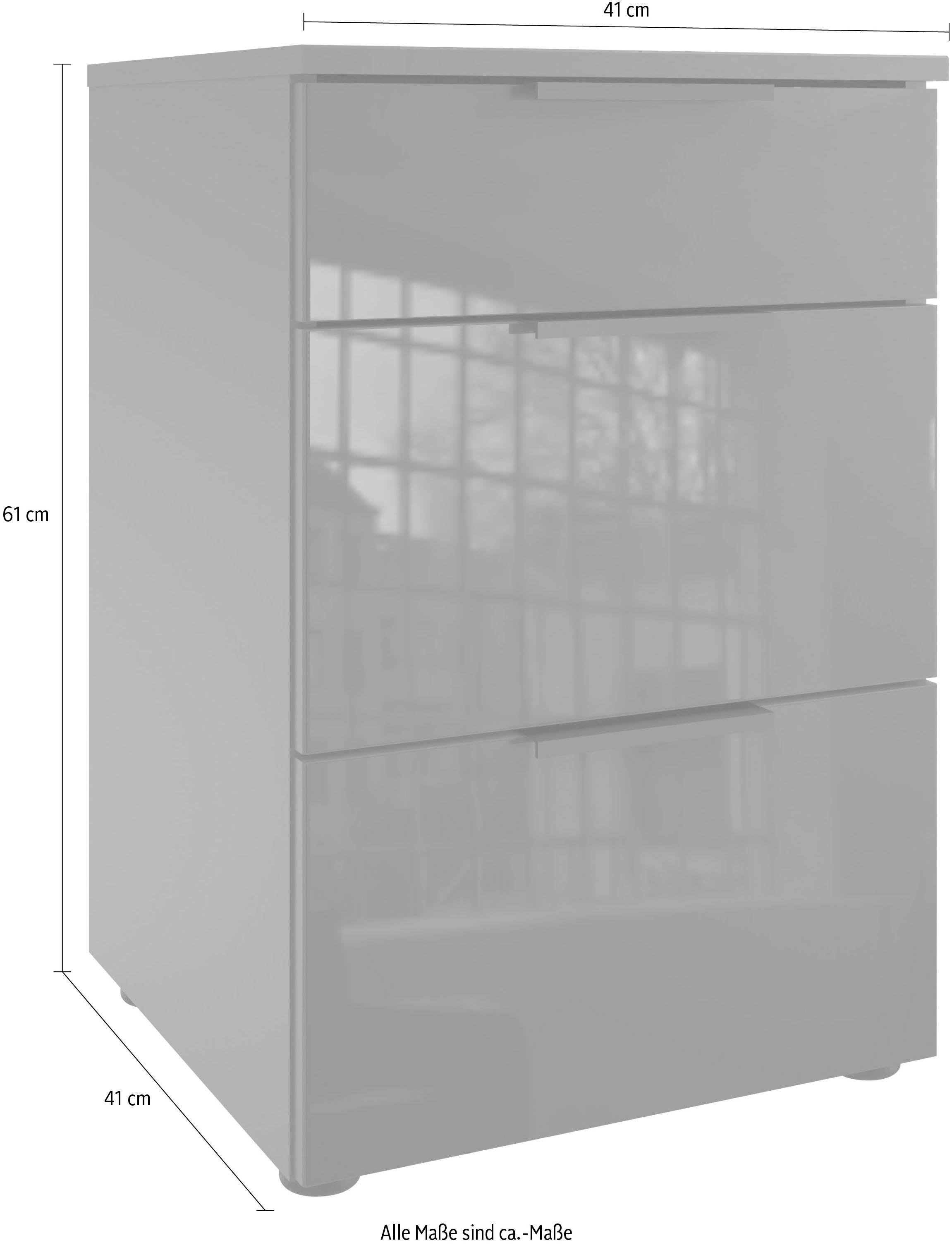 Wimex Nachtkastje Level36 black C met glazen elementen aan de voorkant, soft-close functie, 41 cm breed